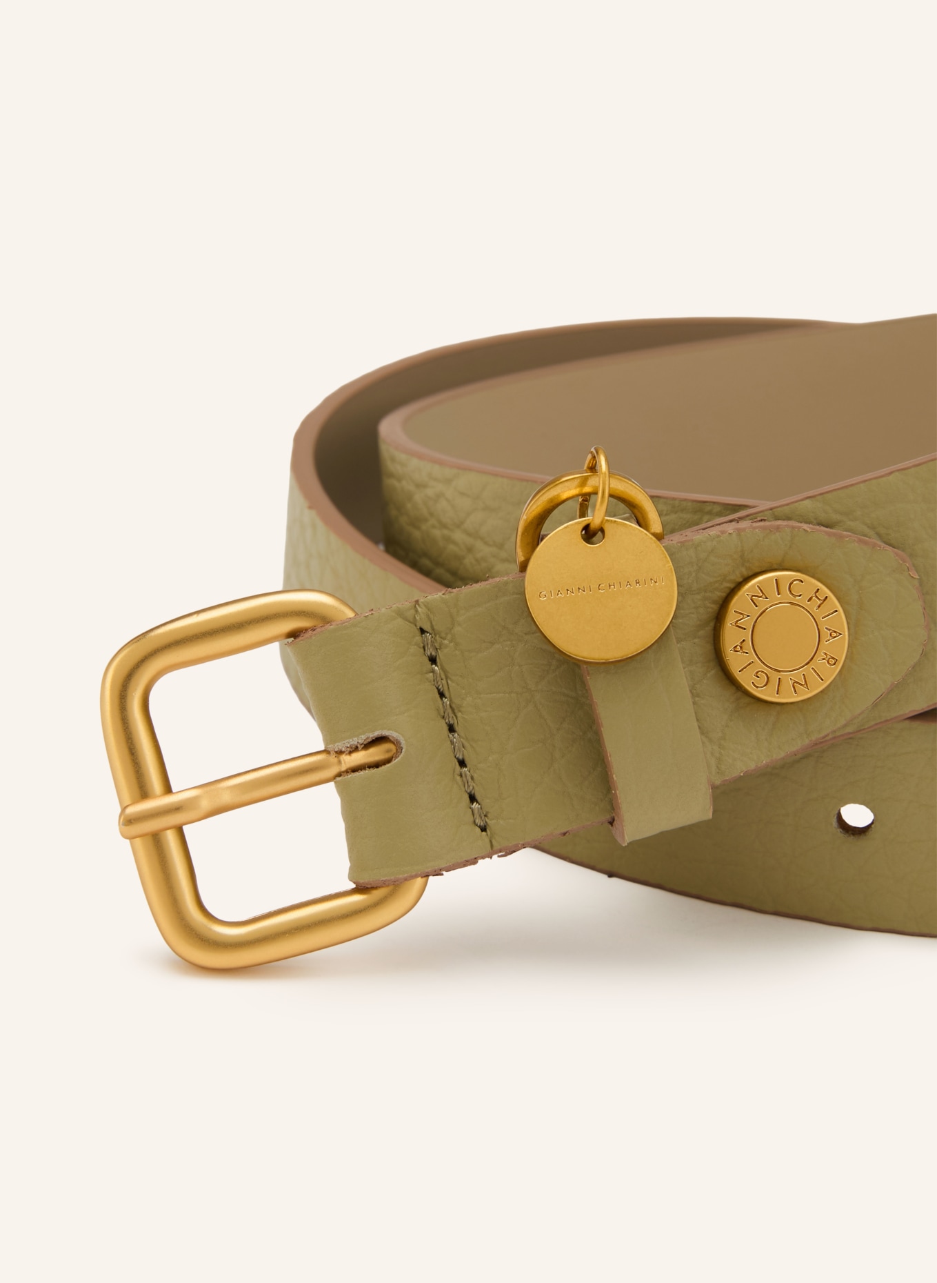 GIANNI CHIARINI ceinture en cuir: VERT CLAIR / OR