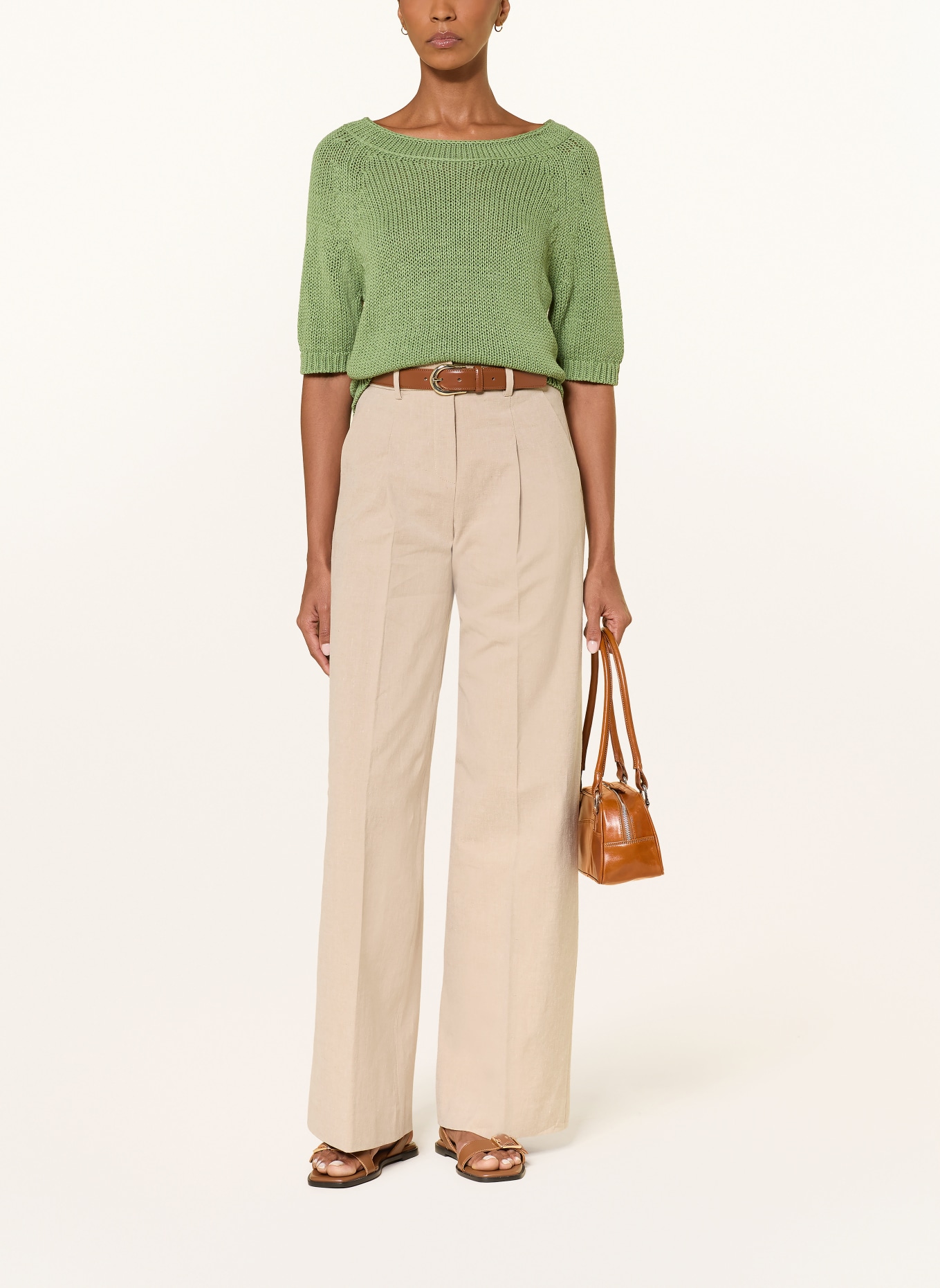 SEDUCTIVE Marlenehose CHRISSY mit Leinen: HELLBRAUN