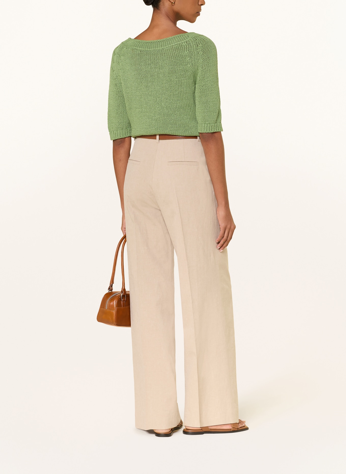 SEDUCTIVE Marlenehose CHRISSY mit Leinen: HELLBRAUN