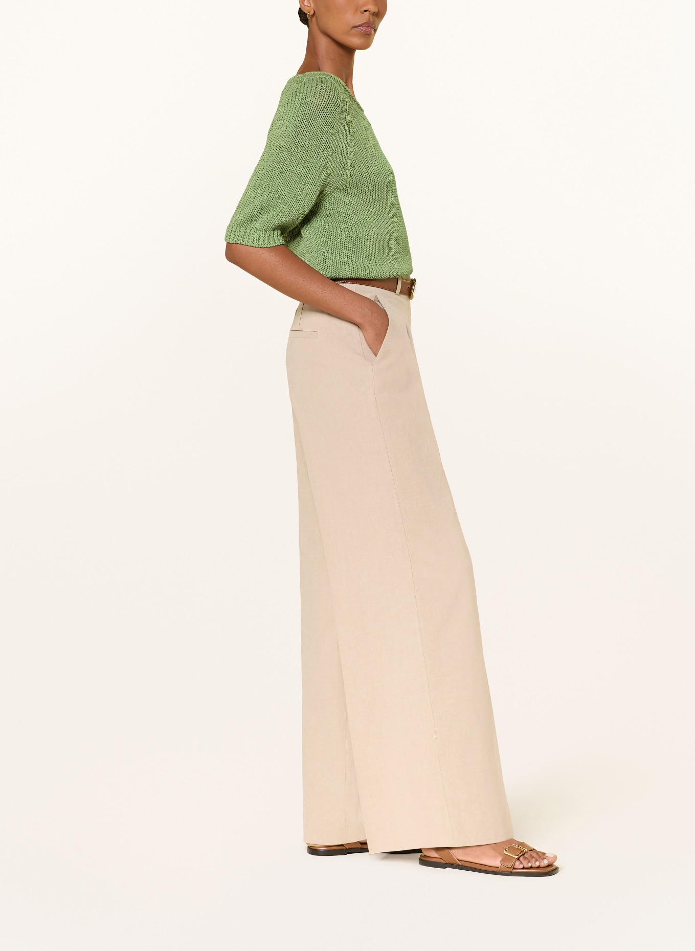 SEDUCTIVE Marlenehose CHRISSY mit Leinen: HELLBRAUN