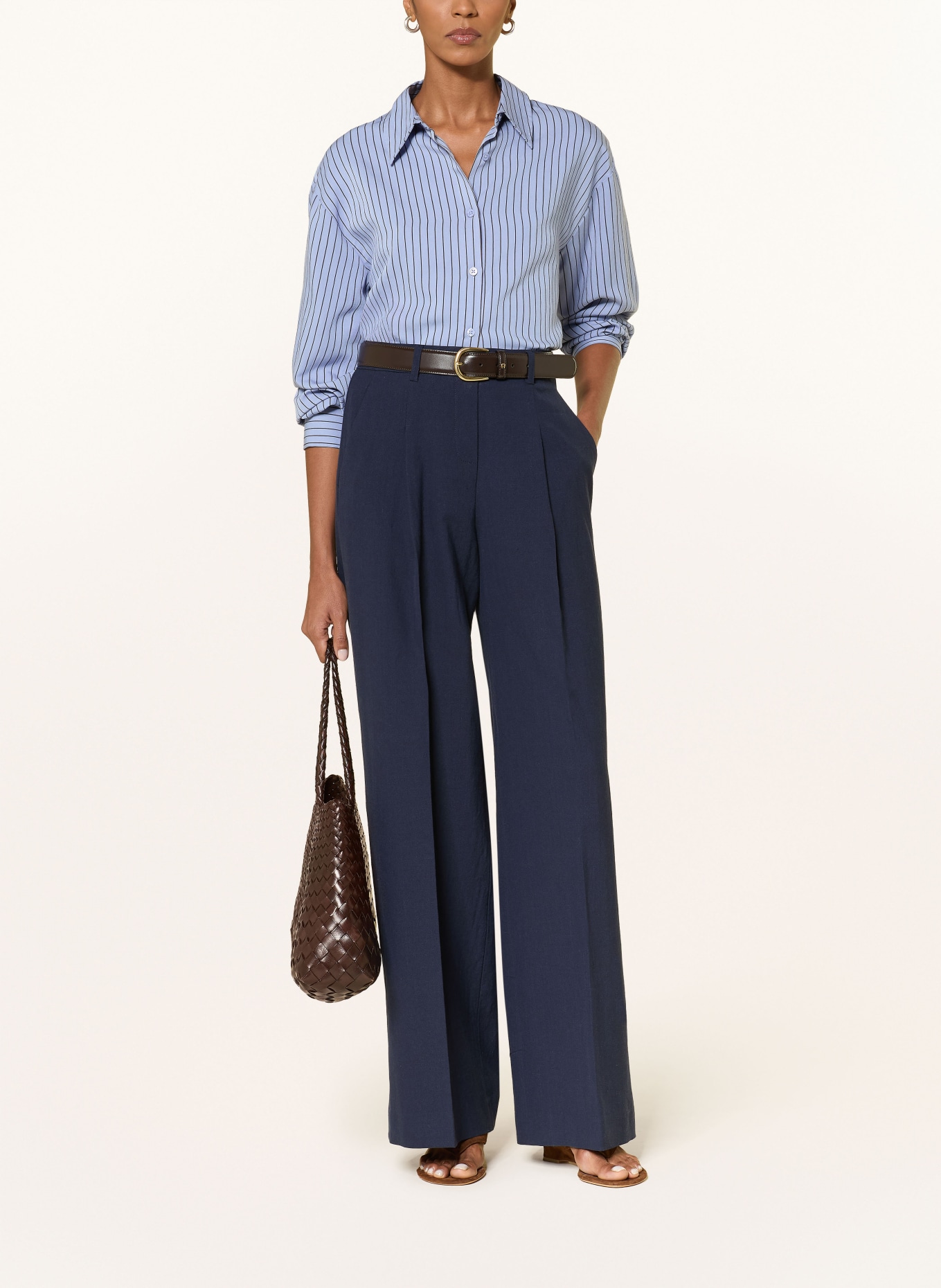 SEDUCTIVE Lněné kalhoty CHRISSY: TMAVĚ MODRÁ