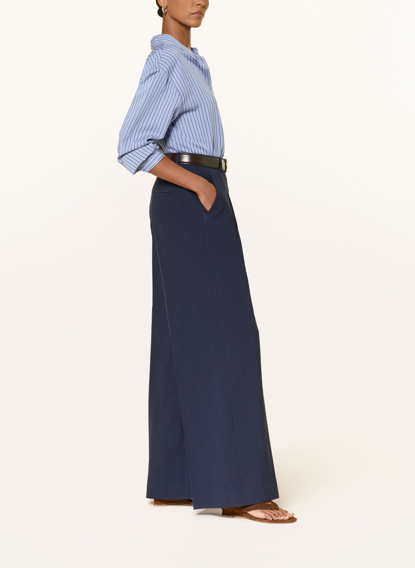 SEDUCTIVE Lněné kalhoty CHRISSY: TMAVĚ MODRÁ