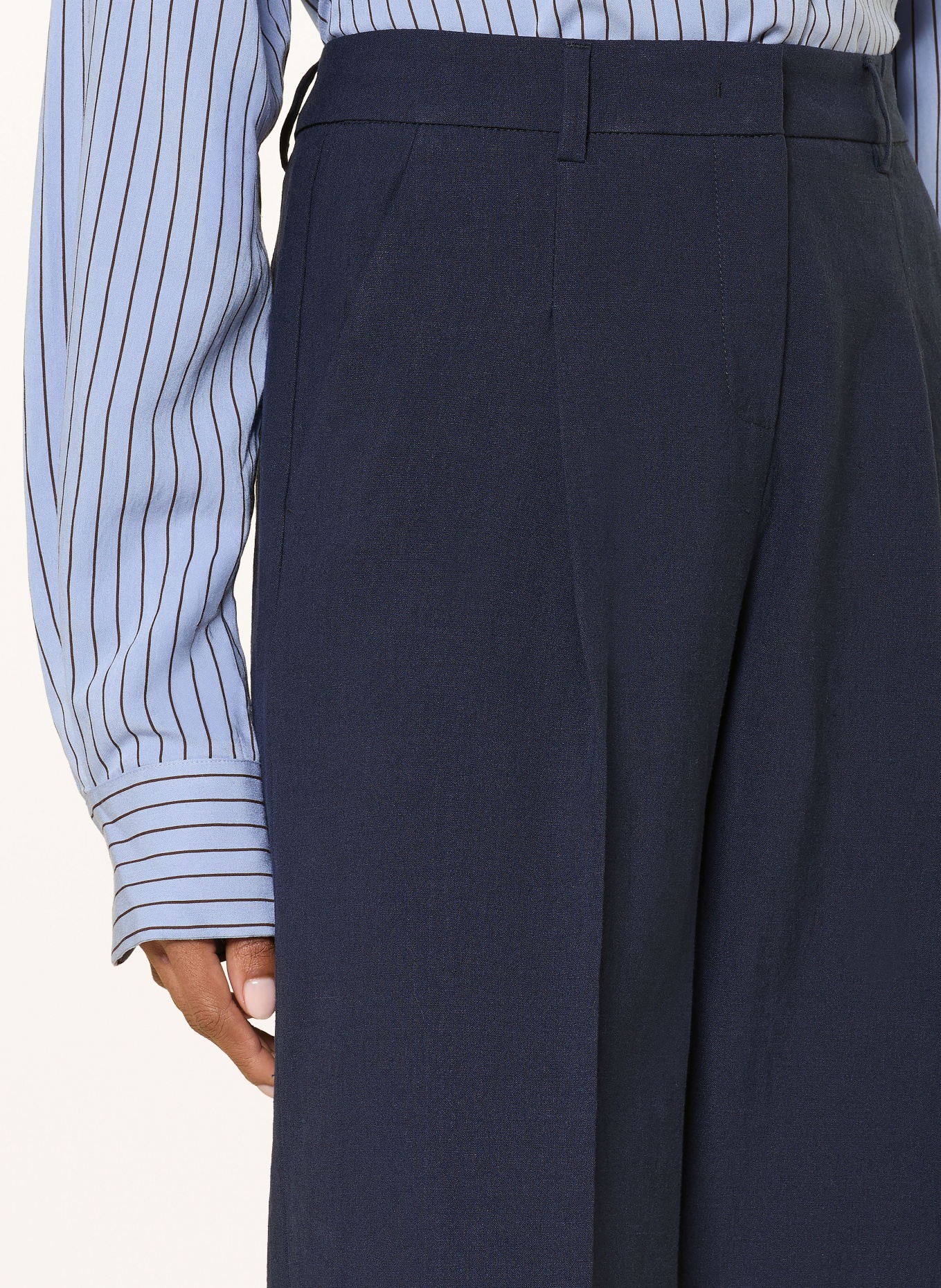 SEDUCTIVE Lněné kalhoty CHRISSY: TMAVĚ MODRÁ