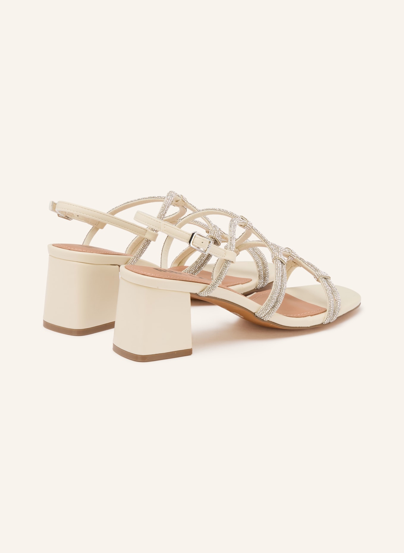 BIBI LOU Sandales QUAIL ornées de pierres décoratives: ÉCRU / ARGENT