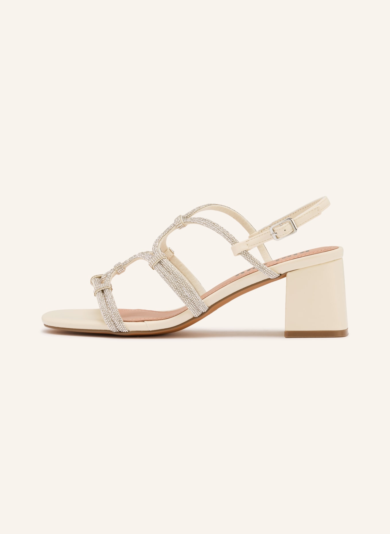 BIBI LOU Sandales QUAIL ornées de pierres décoratives: ÉCRU / ARGENT