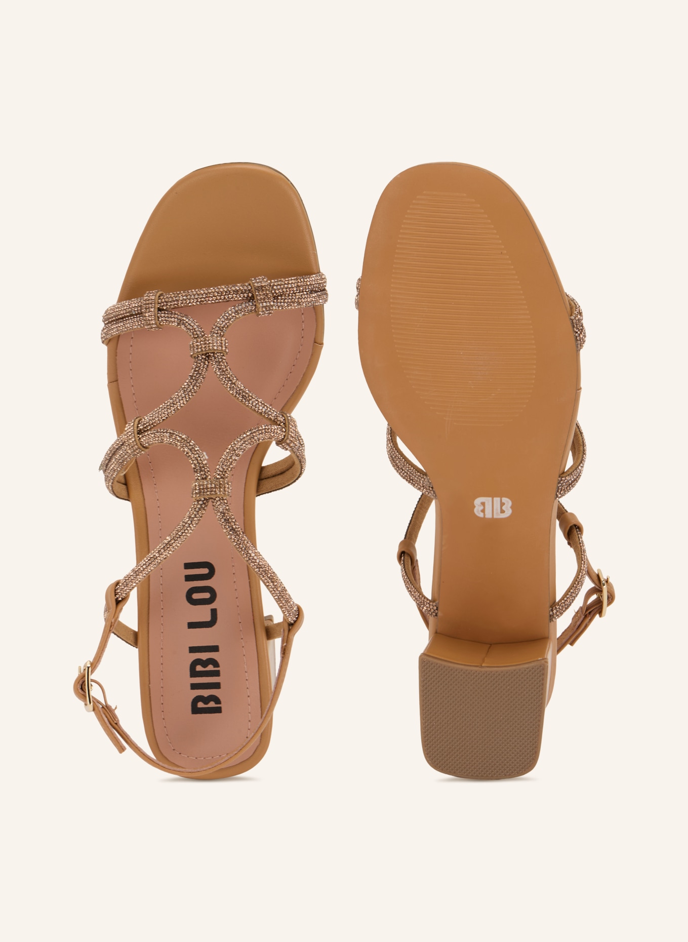 BIBI LOU Sandály QUAIL s ozdobnými kamínky: VELBLOUDÍ