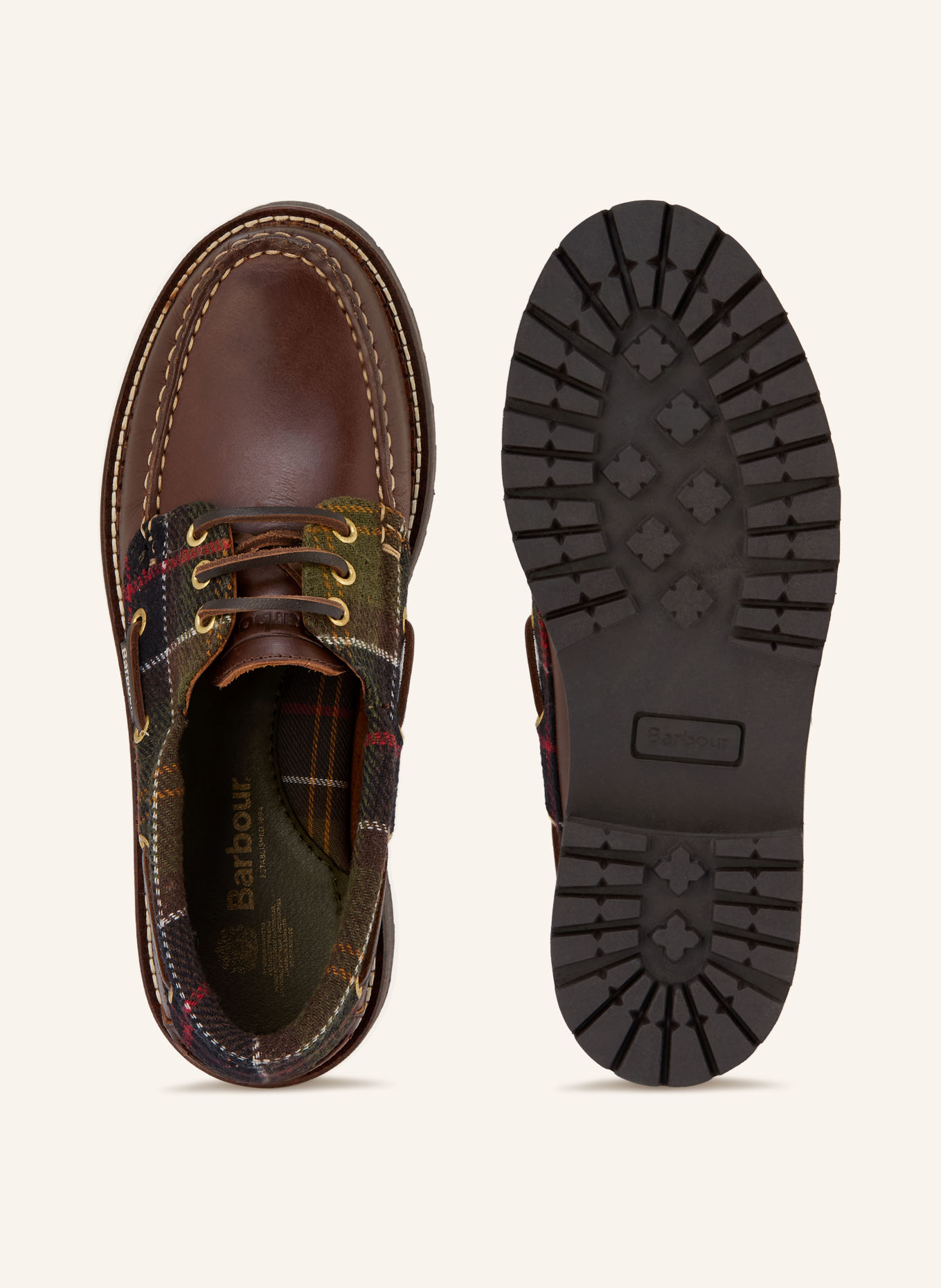 Barbour Chaussures bateau DARRAS: MARRON FONCÉ / ORANGE FONCÉ / KAKI