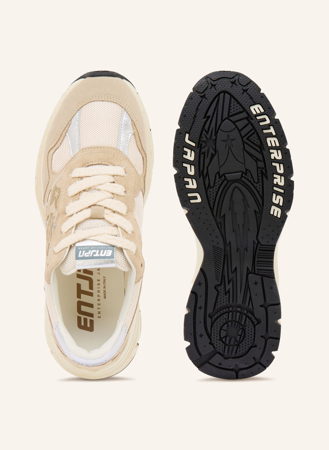 ENTERPRISE JAPAN Snaker RUNNER: BEŻOWY / SREBRNY / KREMOWY