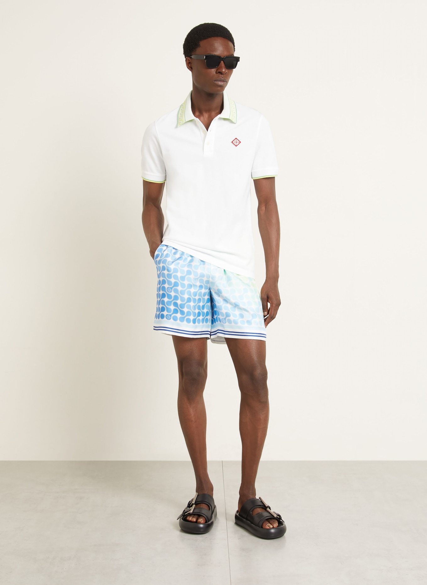 Casablanca Seidenshorts: BLAU / HELLGRÜN / WEISS