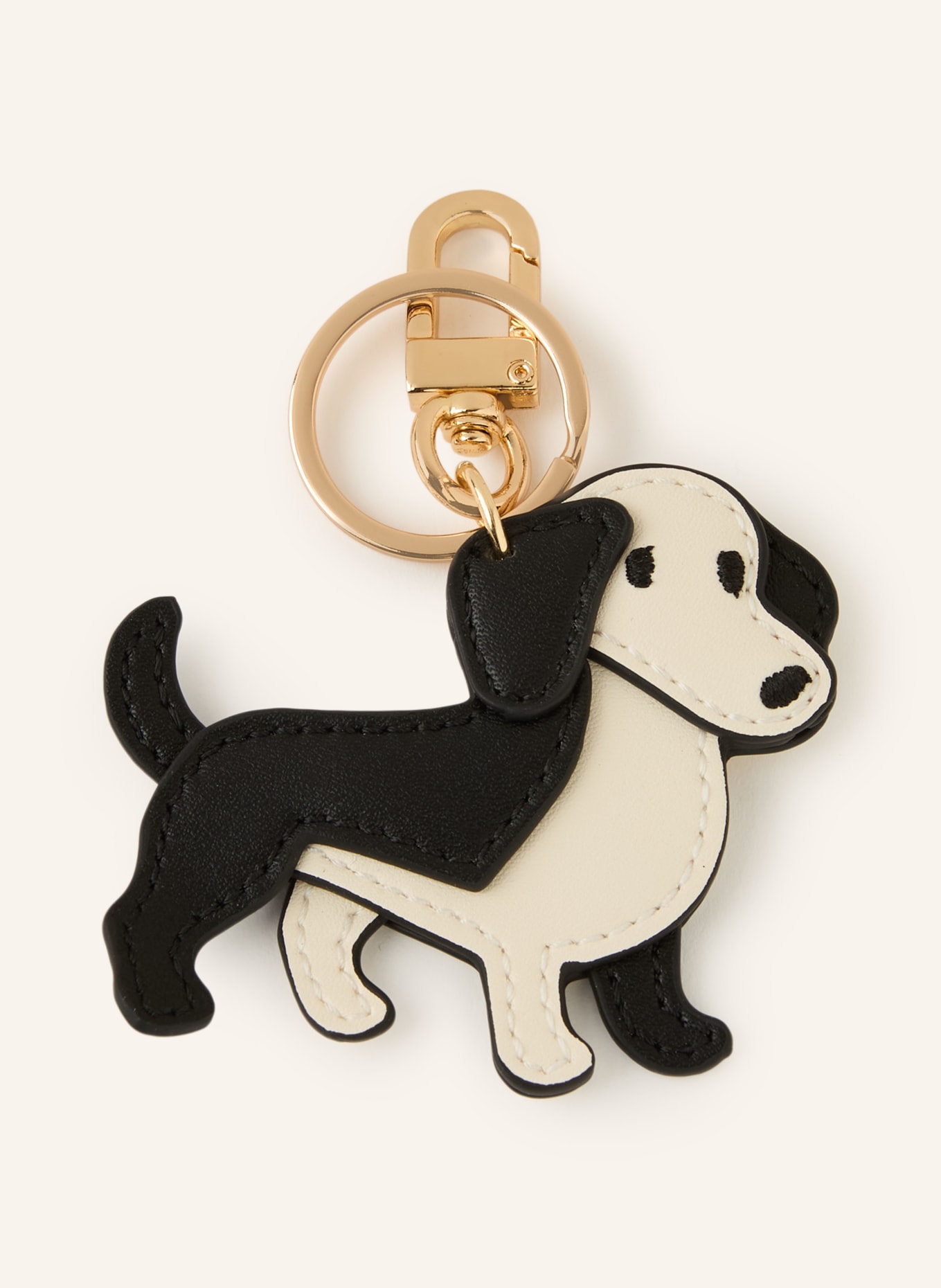 SEIDENFELT Taschenanhänger MY DACHSHUND: SCHWARZ / GOLD / WEISS