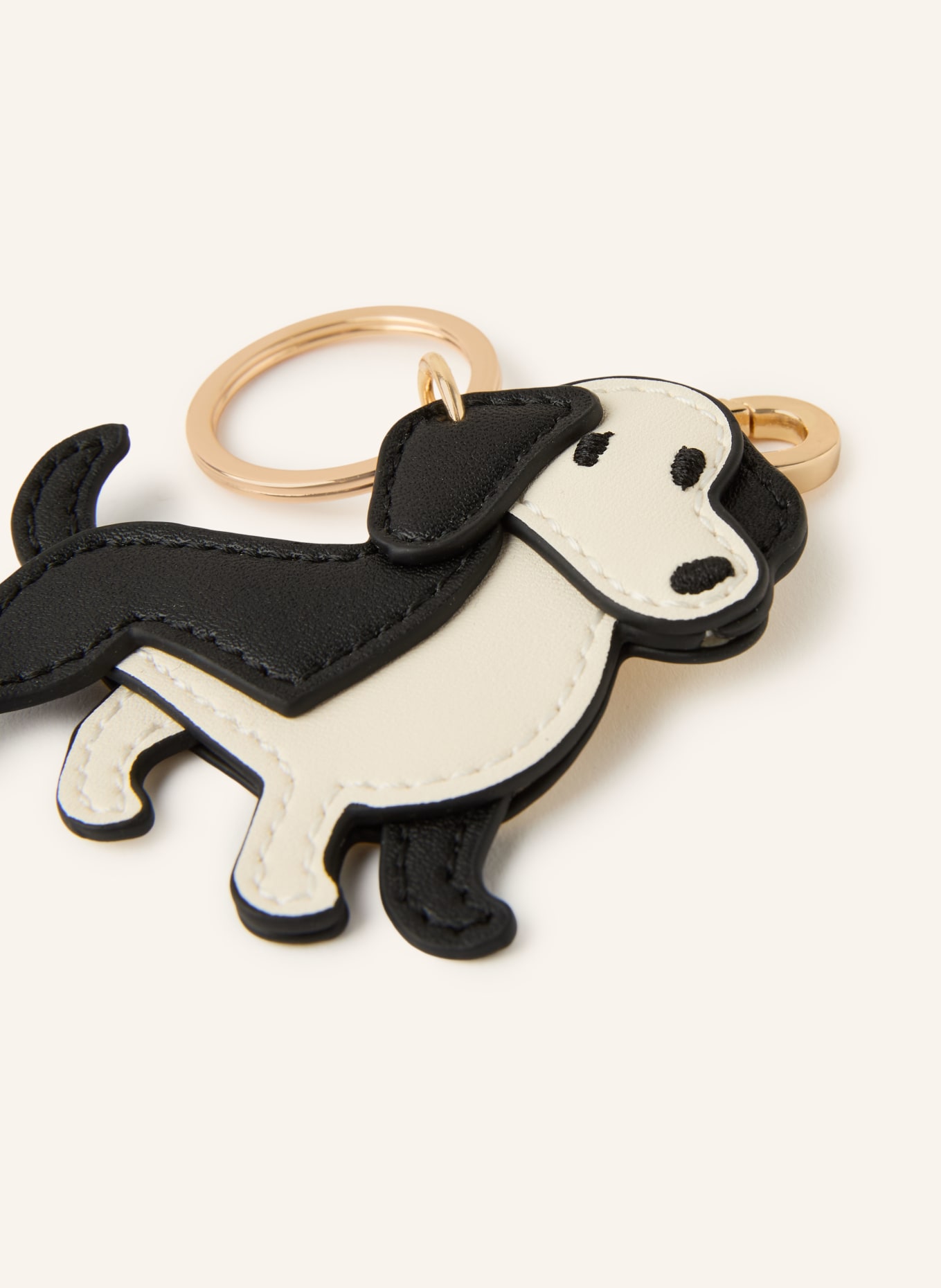 SEIDENFELT Taschenanhänger MY DACHSHUND: SCHWARZ / GOLD / WEISS