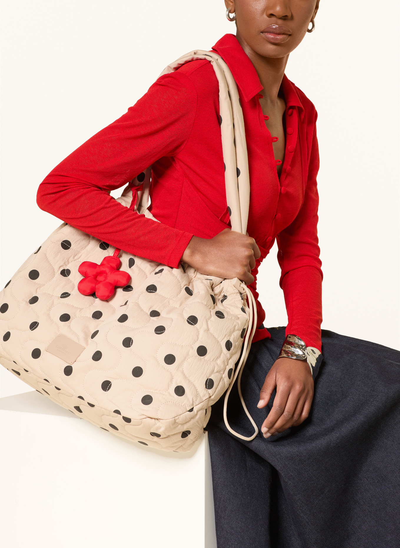 SEIDENFELT Sac cabas VAALA: BEIGE / NOIR