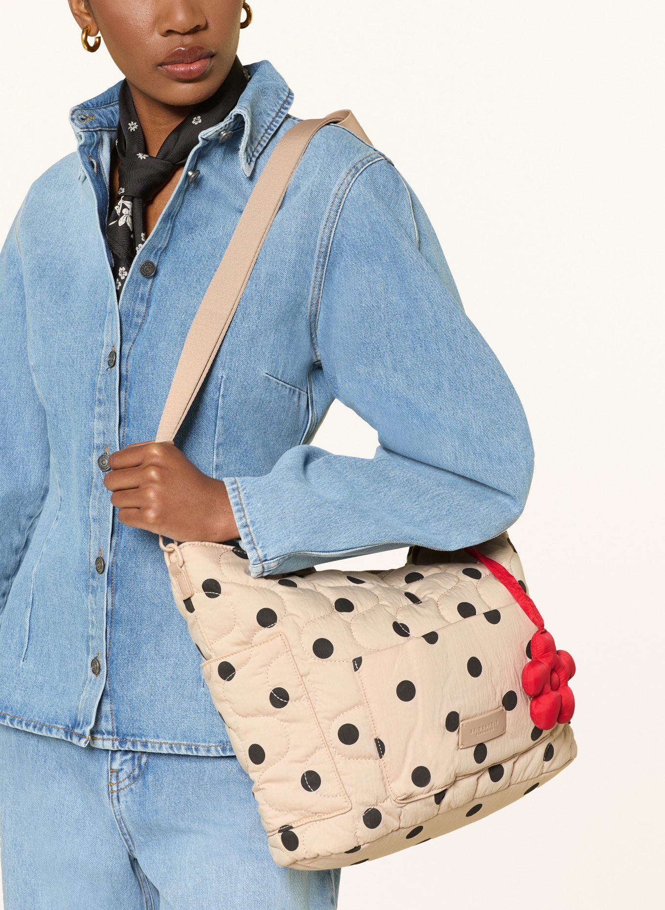 SEIDENFELT VAALA Tote Bag: BEIGE / BLACK