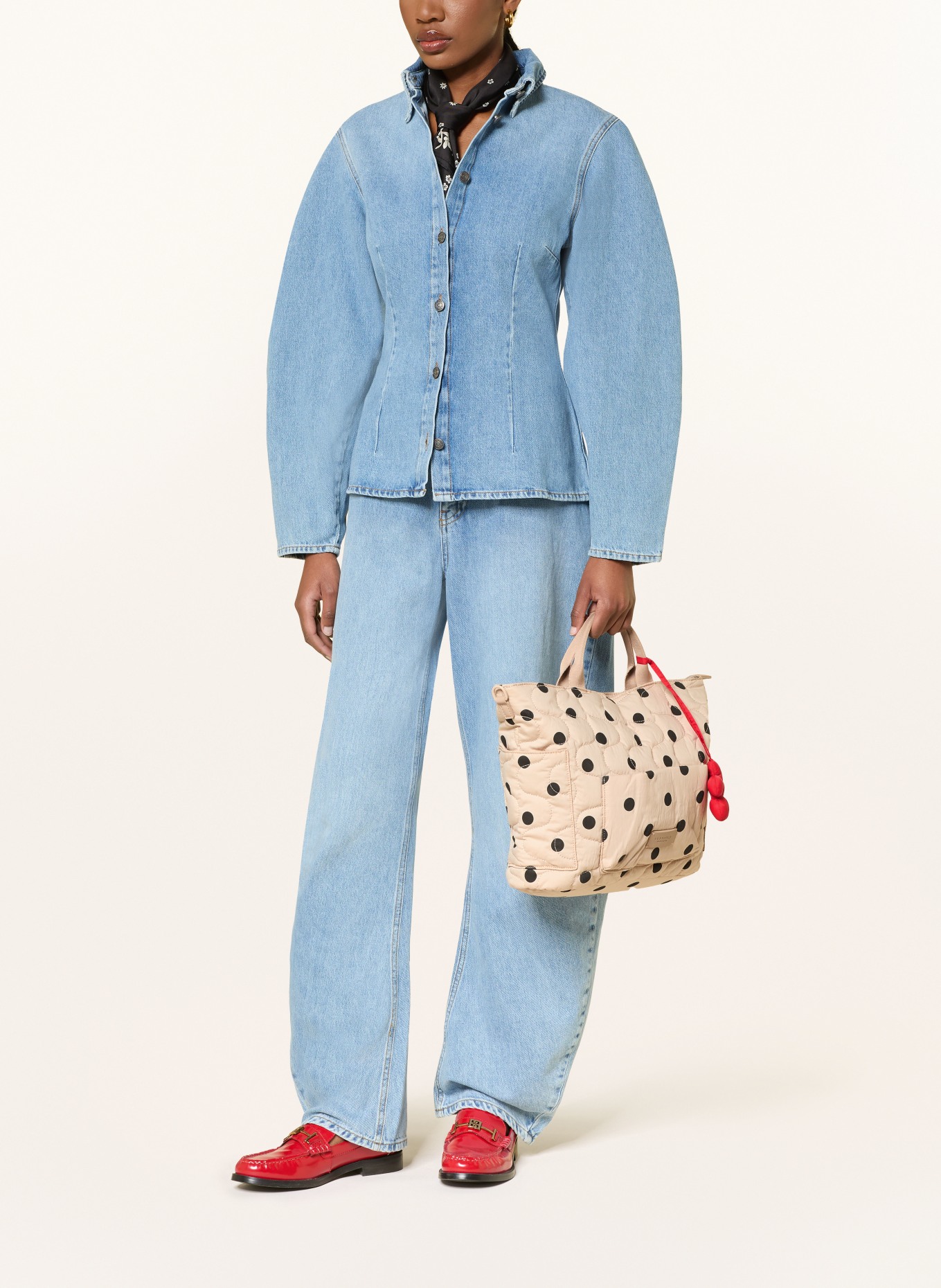 SEIDENFELT VAALA Tote Bag: BEIGE / BLACK