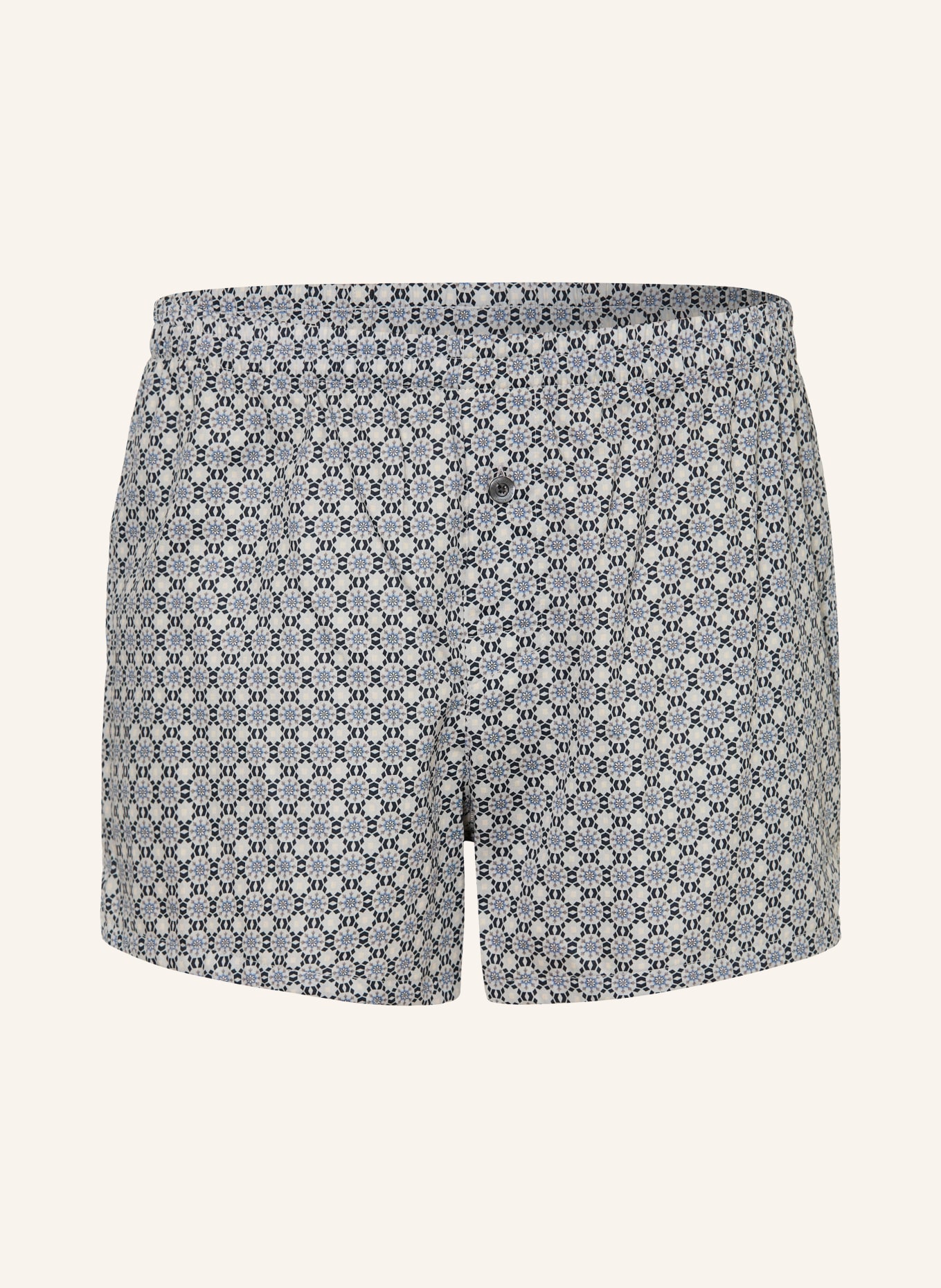 zimmerli Cotton Satin Print Boxer Shorts: LIGHT GRAY / BLUE / BLACK