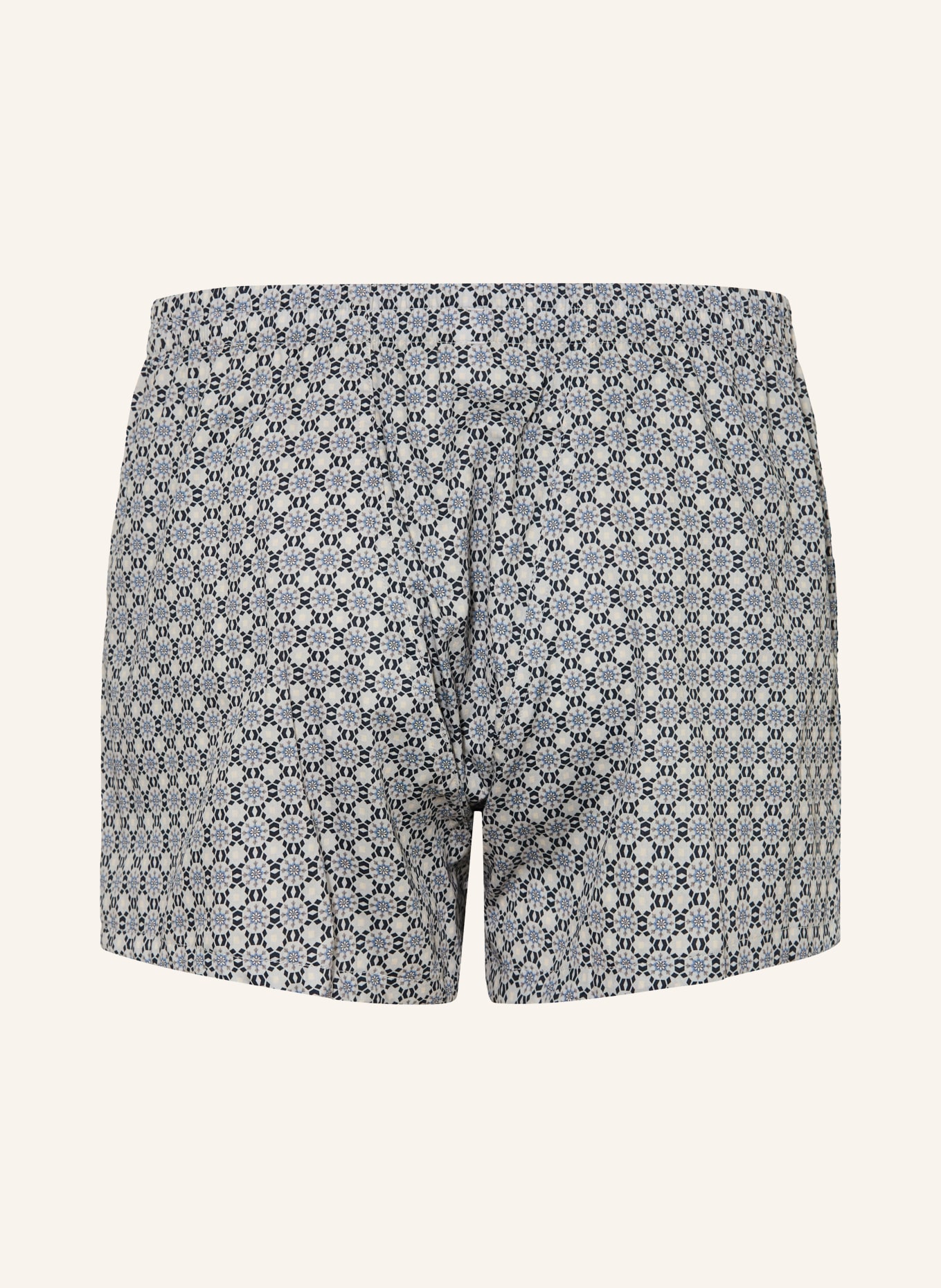 zimmerli Cotton Satin Print Boxer Shorts: LIGHT GRAY / BLUE / BLACK