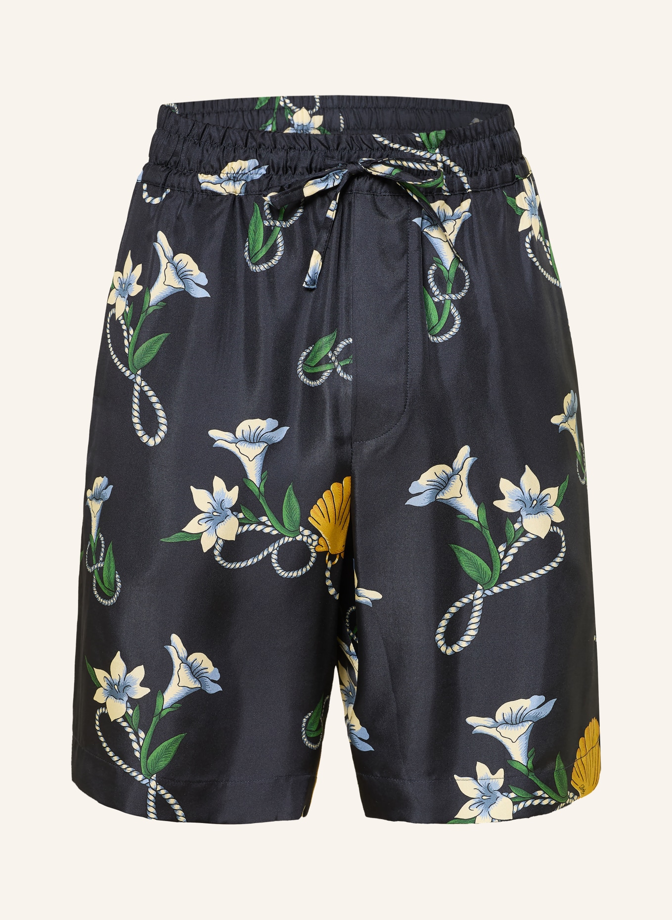 DRÔLE DE MONSIEUR Silk shorts: DARK BLUE / YELLOW / GREEN