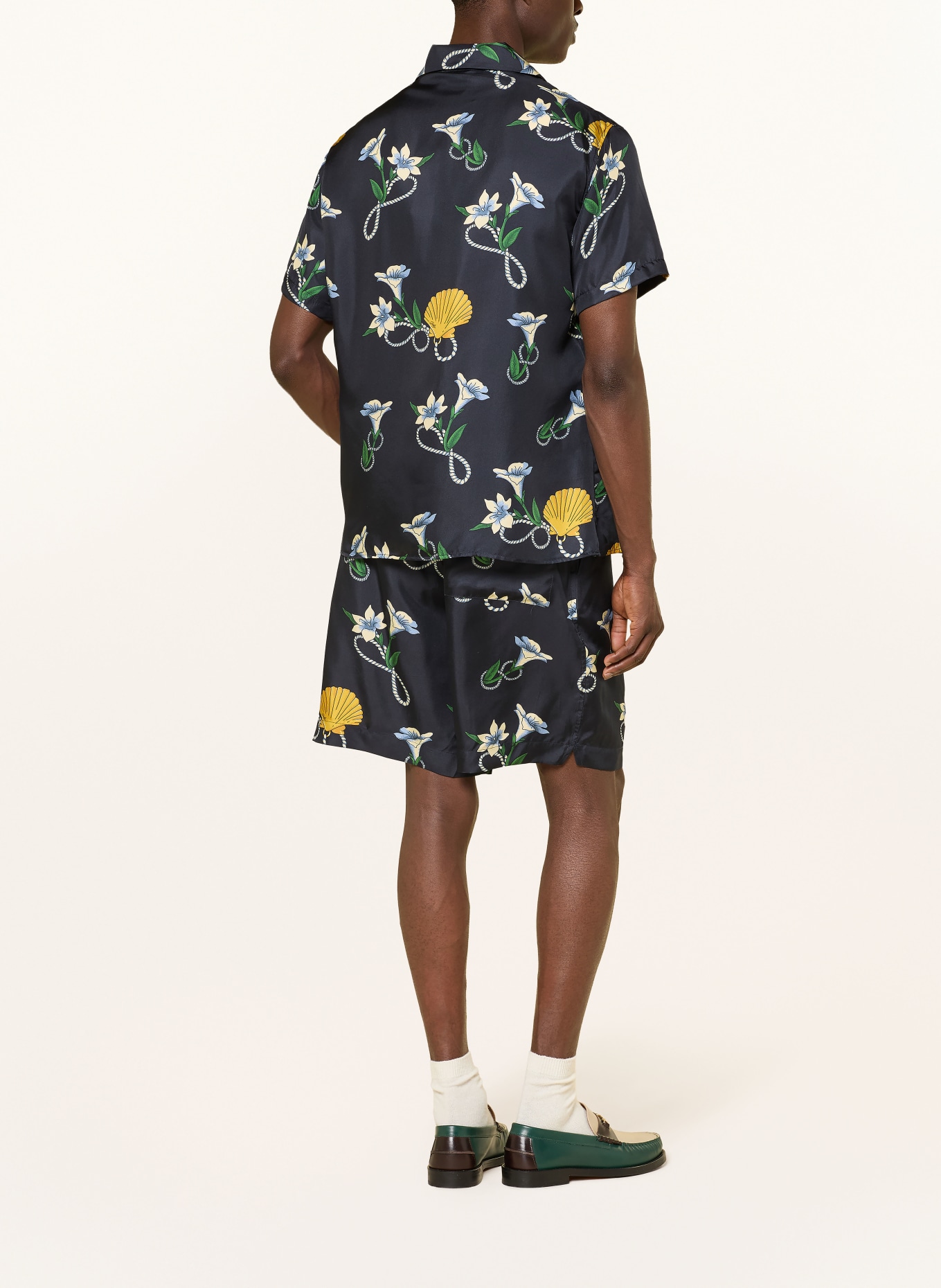 DRÔLE DE MONSIEUR Silk shorts: DARK BLUE / YELLOW / GREEN