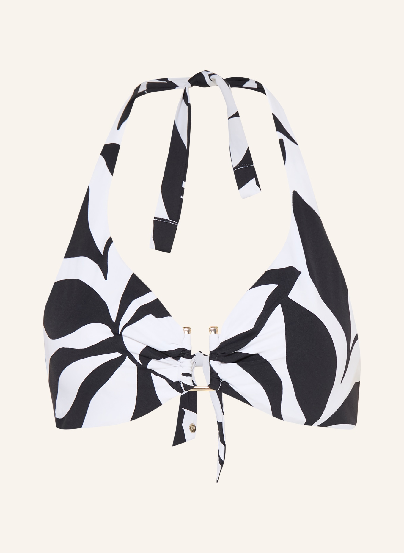 Max Mara BEACHWEAR Top bikini z wiązaniem na szyi BCHAVENA: CZARNY / BIAŁY