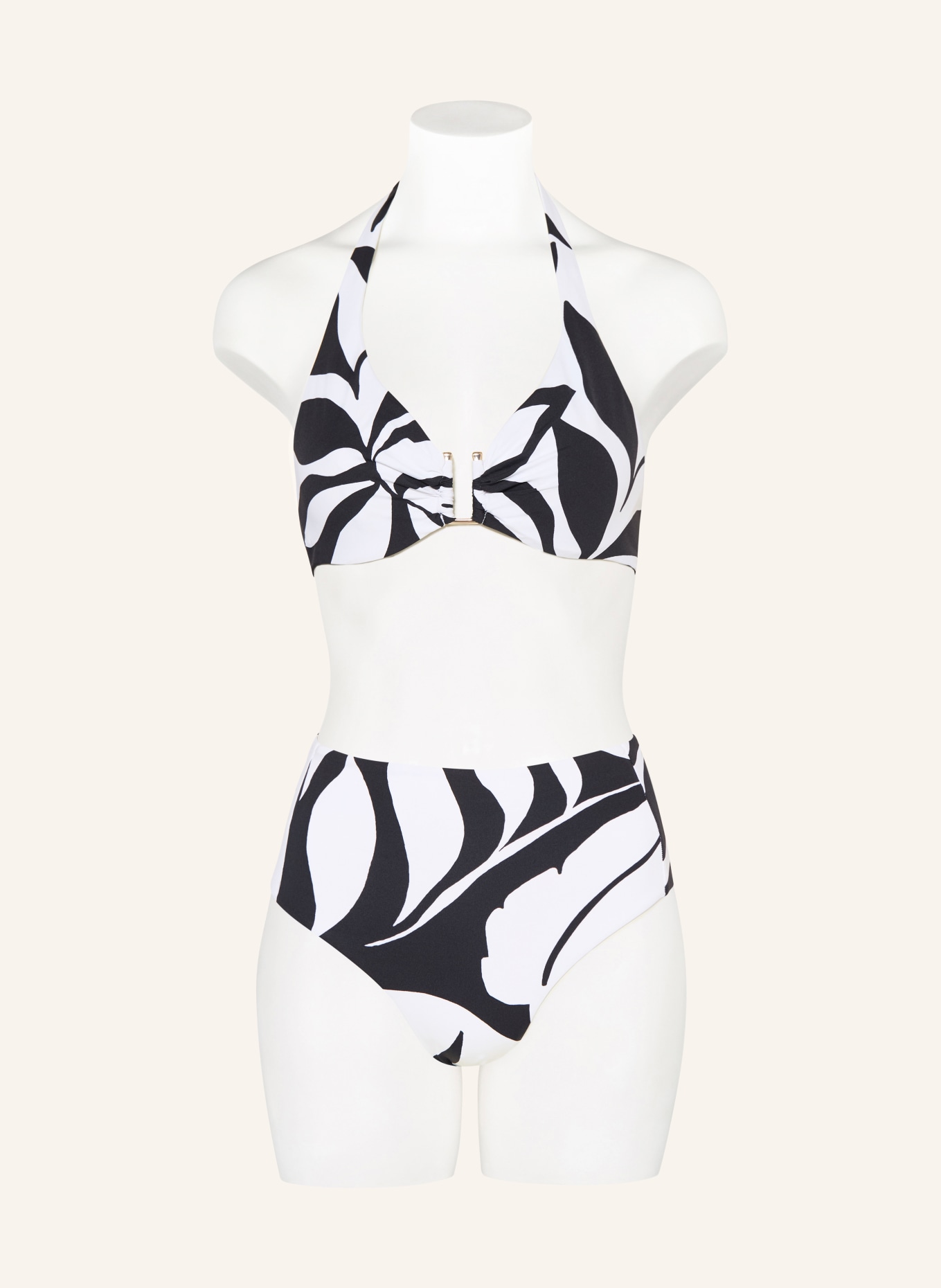 Max Mara BEACHWEAR Top bikini z wiązaniem na szyi BCHAVENA: CZARNY / BIAŁY