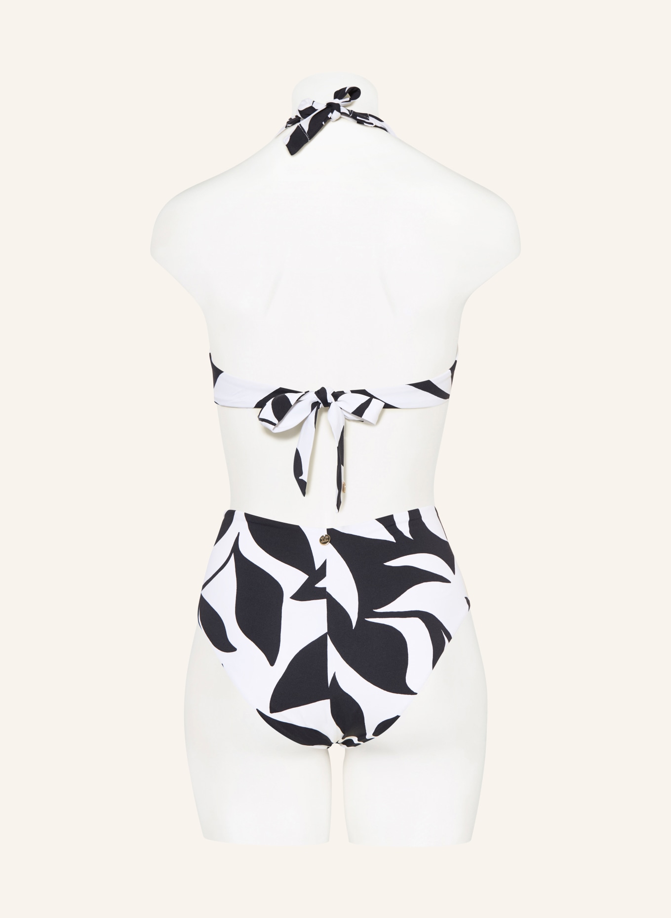 Max Mara BEACHWEAR Top bikini z wiązaniem na szyi BCHAVENA: CZARNY / BIAŁY