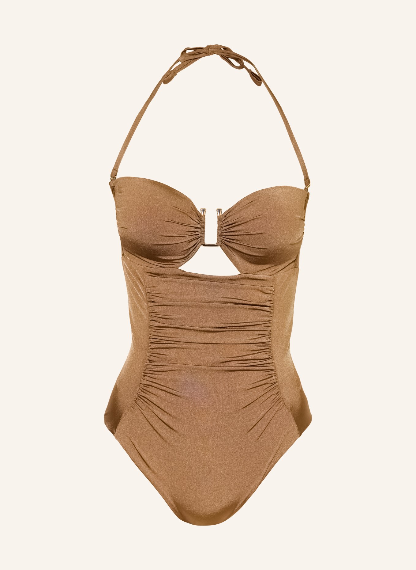Max Mara BEACHWEAR Bandeau plavky BCHCURVA s výřezem: VELBLOUDÍ