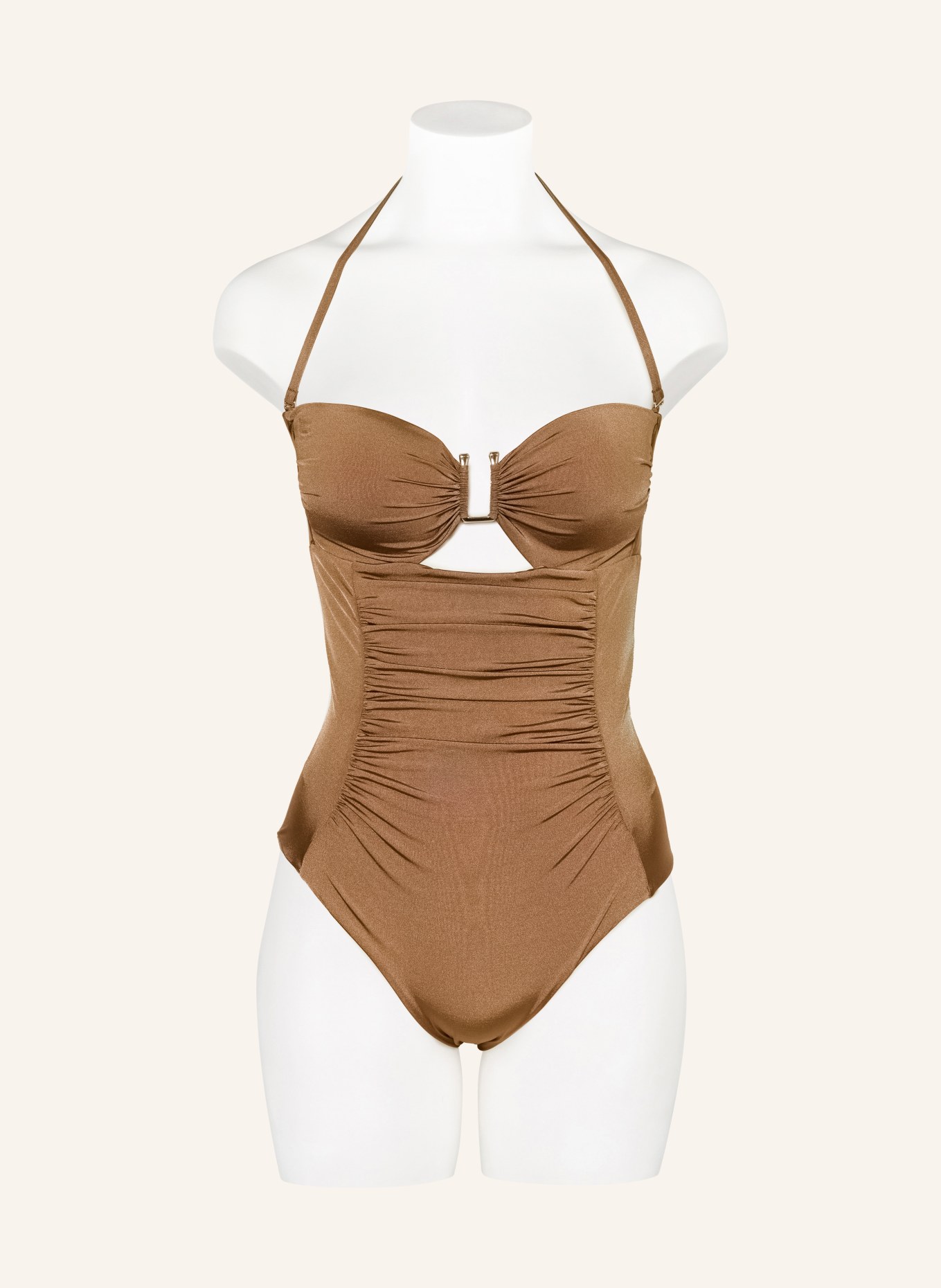 Max Mara BEACHWEAR Bandeau plavky BCHCURVA s výřezem: VELBLOUDÍ
