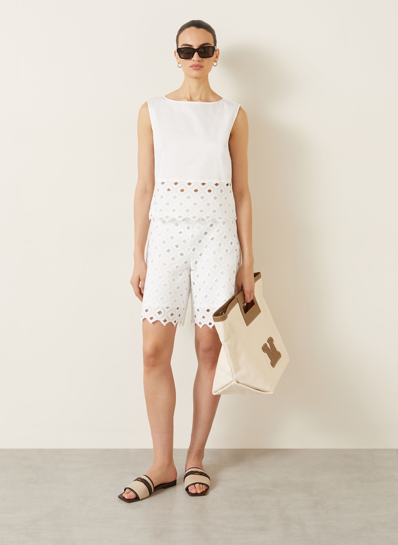 Max Mara BEACHWEAR Top MAGGIO in een mix van materialen: WIT