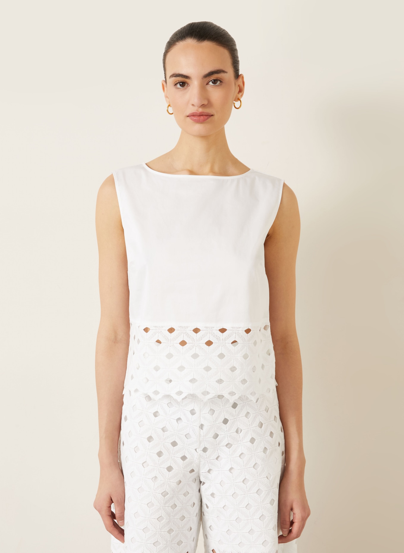 Max Mara BEACHWEAR Top MAGGIO in een mix van materialen: WIT