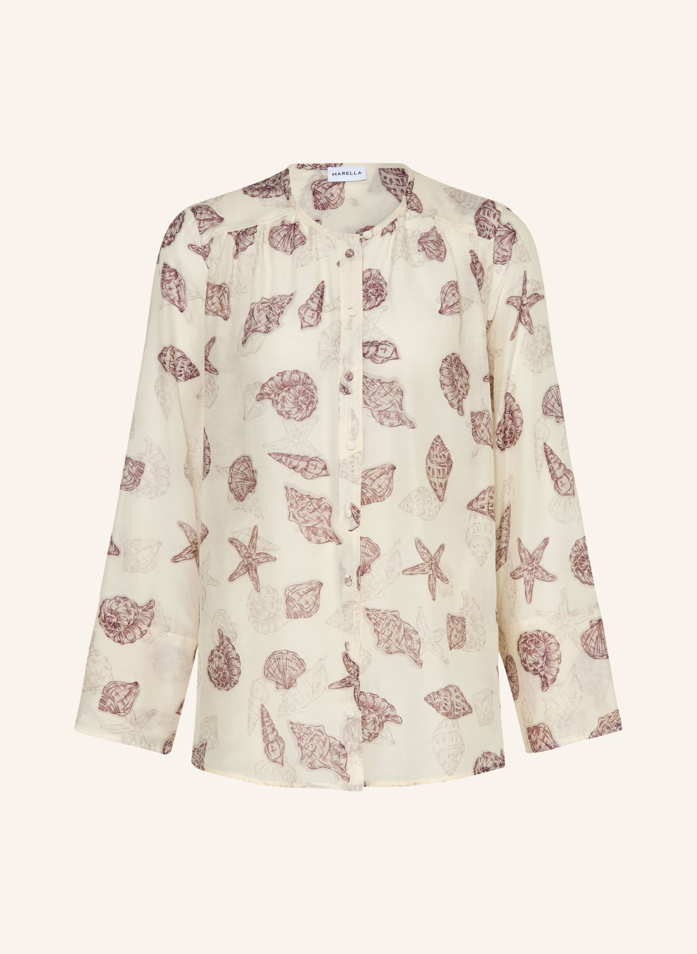 MARELLA Blouse shirt with silk: ECRU / GRAY / DARK RED