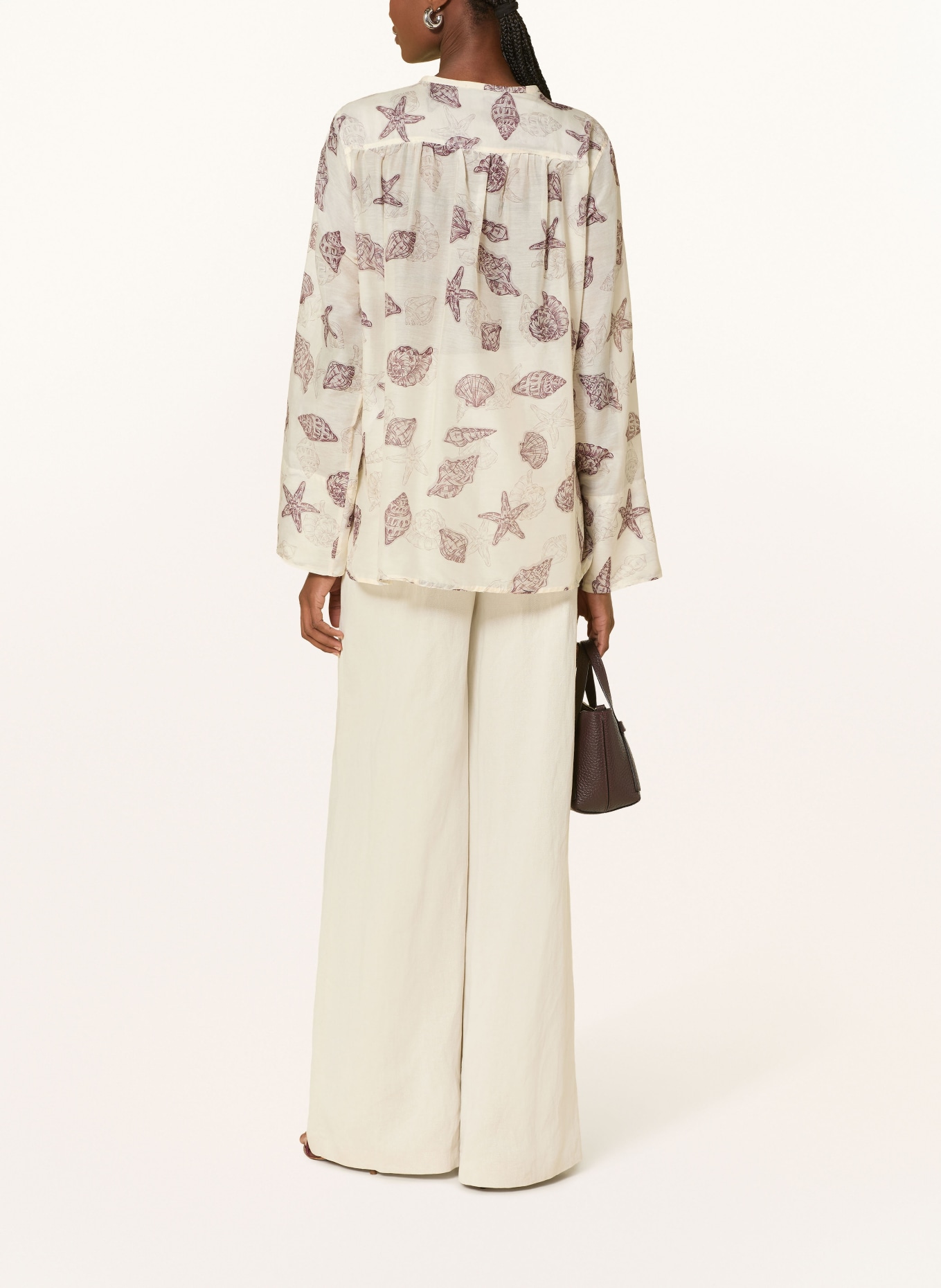 MARELLA Blouse shirt with silk: ECRU / GRAY / DARK RED