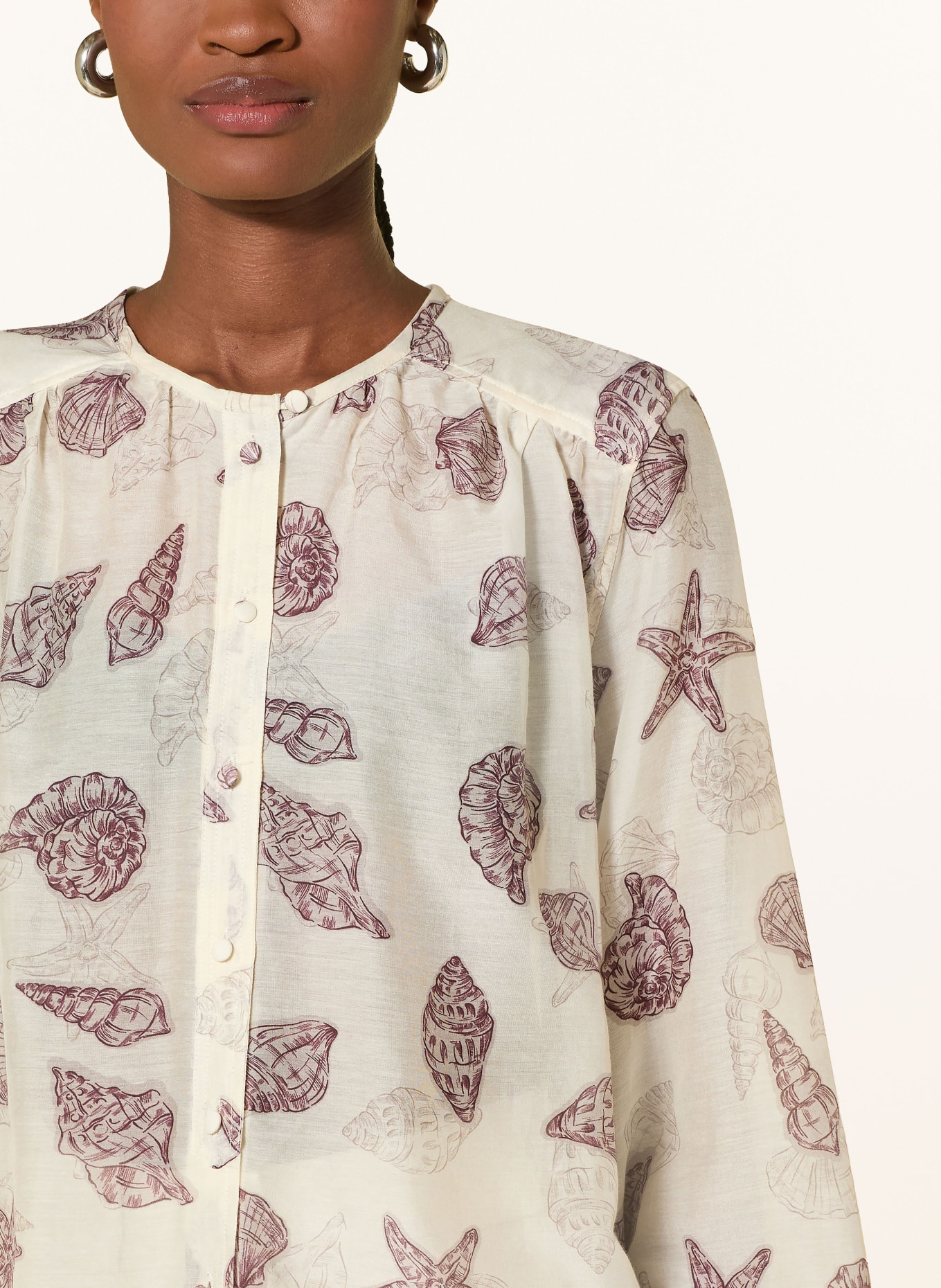 MARELLA Blouse shirt with silk: ECRU / GRAY / DARK RED