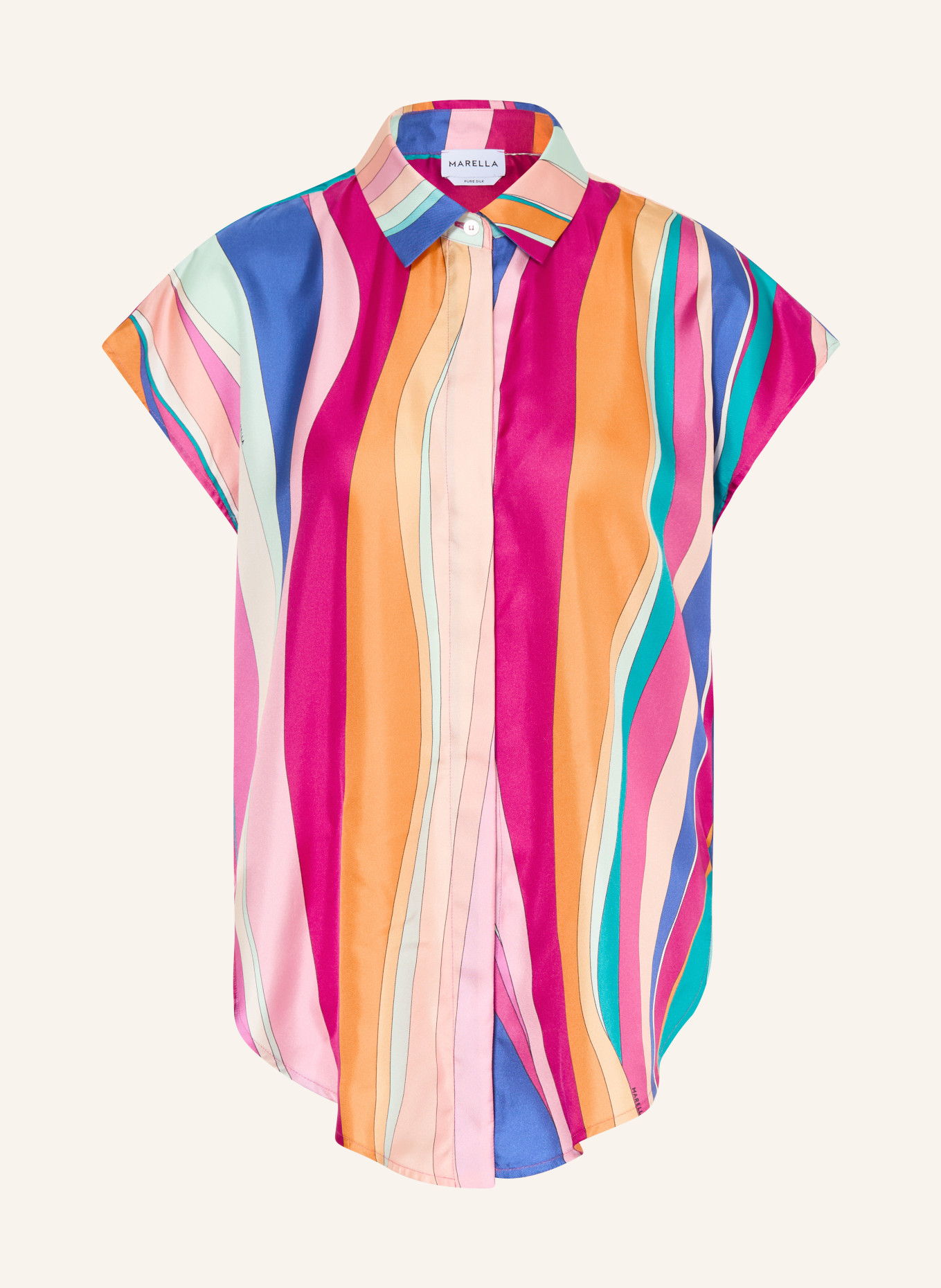MARELLA Hemdbluse MLLRECENTE aus Seide: PINK / ORANGE / BLAU