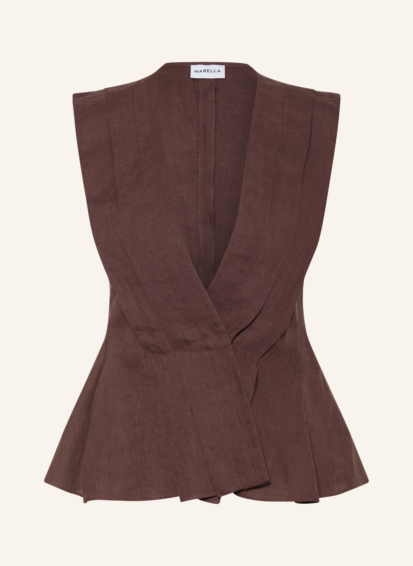 MARELLA Lněná vesta: TMAVĚ HNĚDÁ