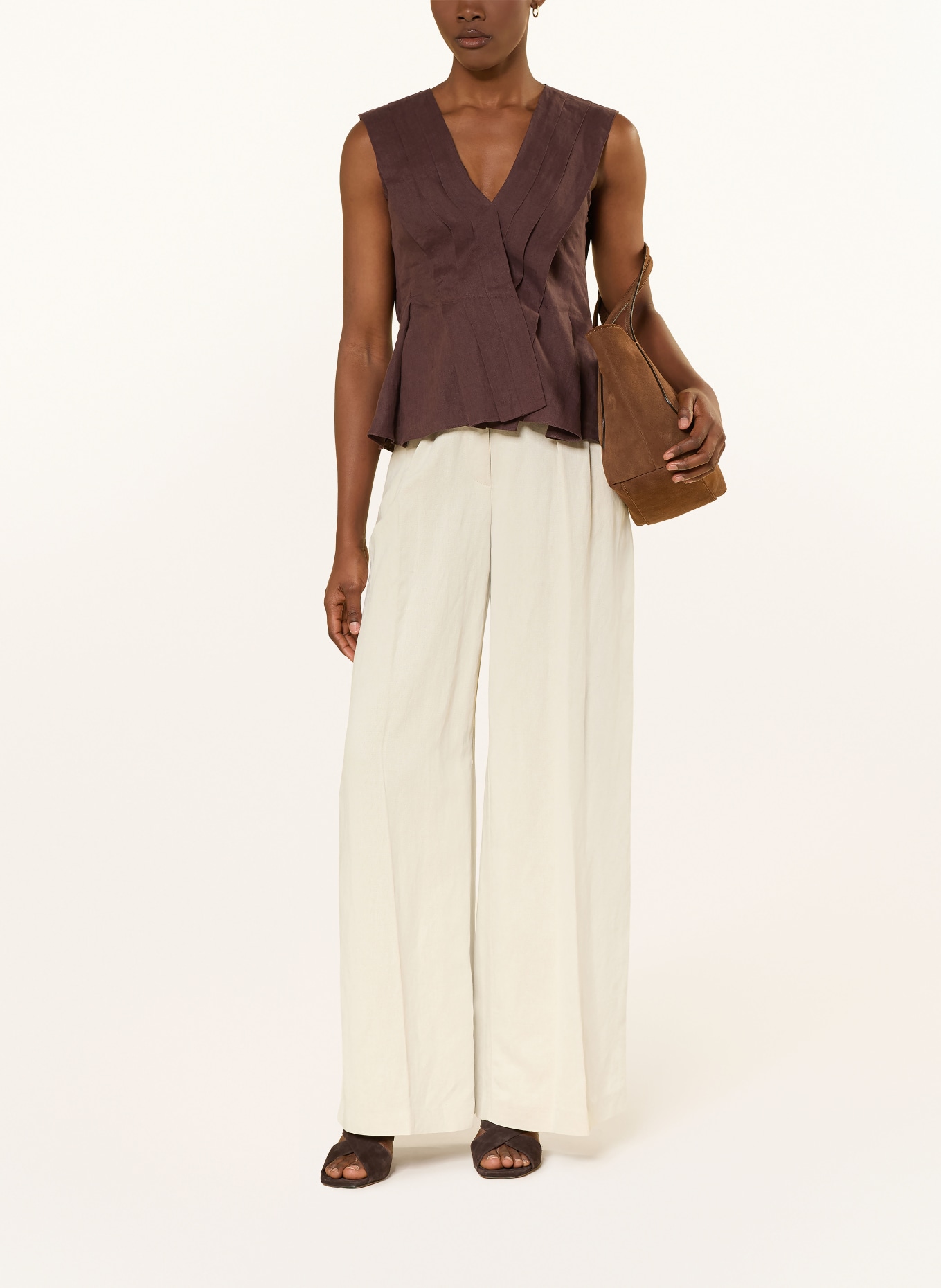 MARELLA Lněná vesta: TMAVĚ HNĚDÁ