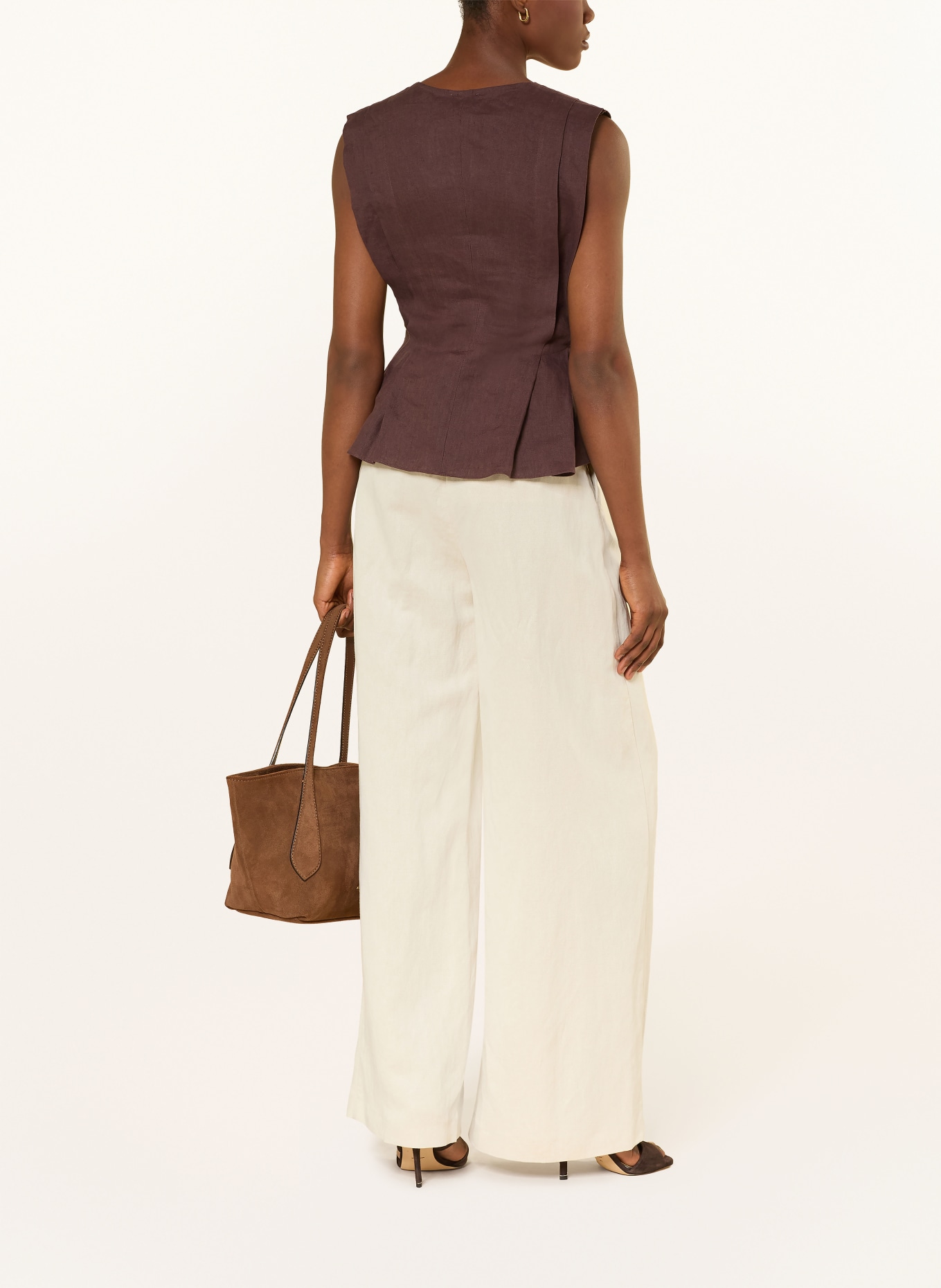 MARELLA Lněná vesta: TMAVĚ HNĚDÁ