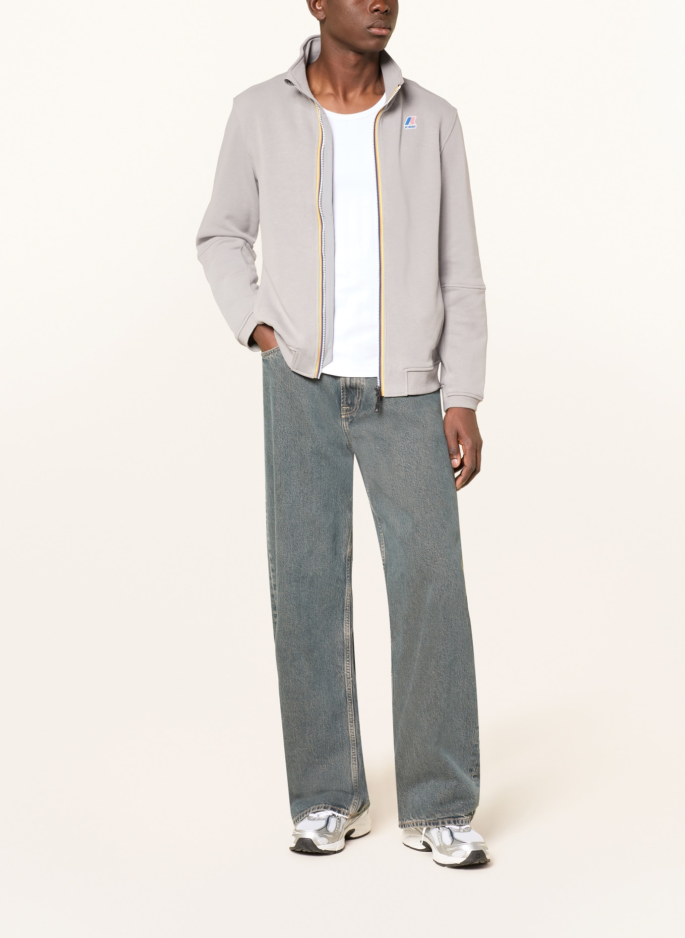 K-WAY Sweatjacke PEPIN POLY COTTON: GRAU / ORANGE / NEONGELB