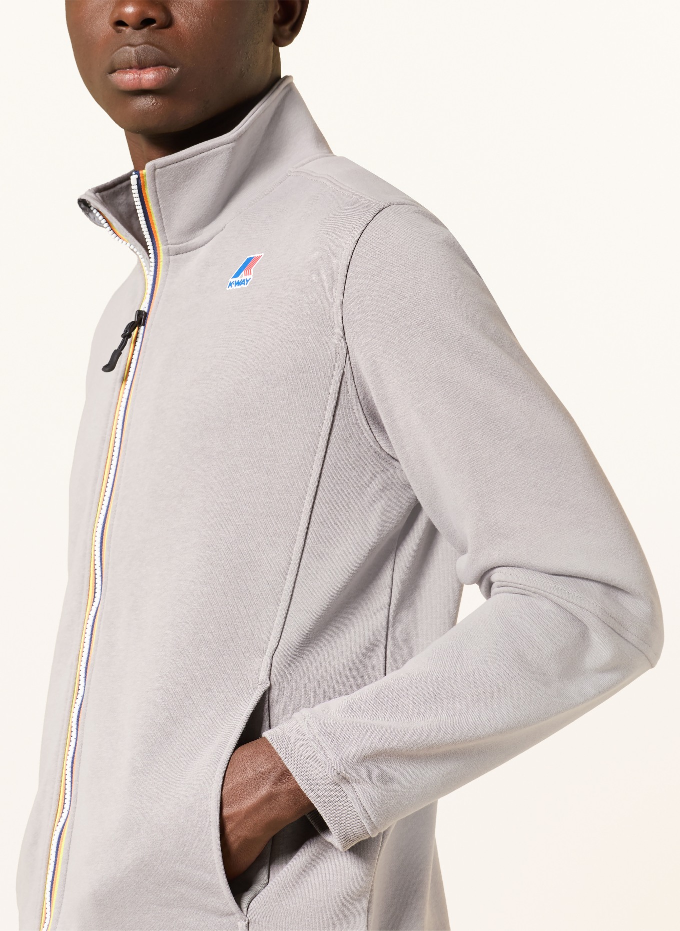K-WAY Sweatjacke PEPIN POLY COTTON: GRAU / ORANGE / NEONGELB
