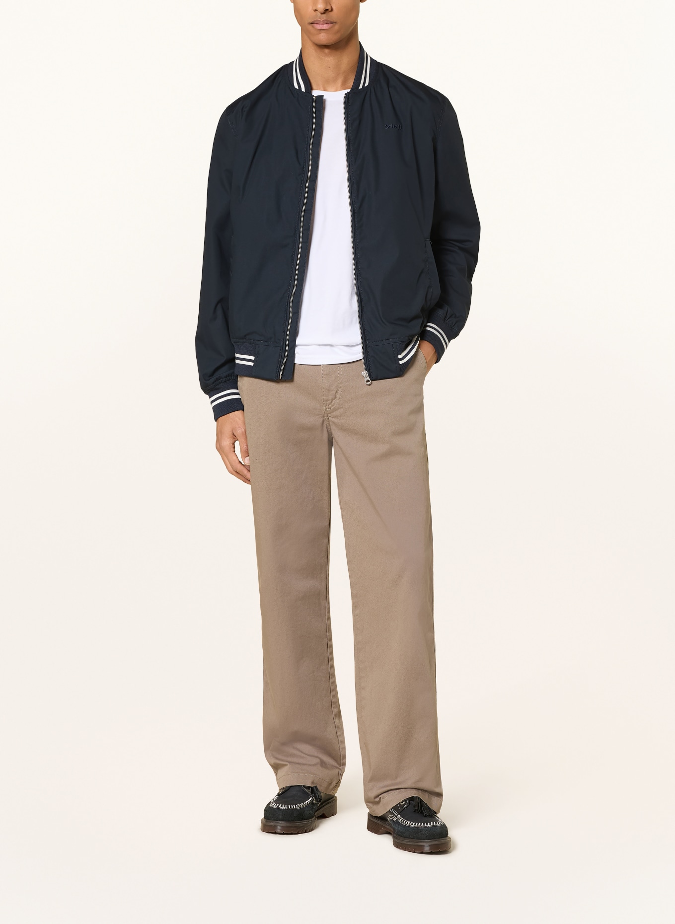 Schott NYC Bomber jacket: DARK BLUE / WHITE