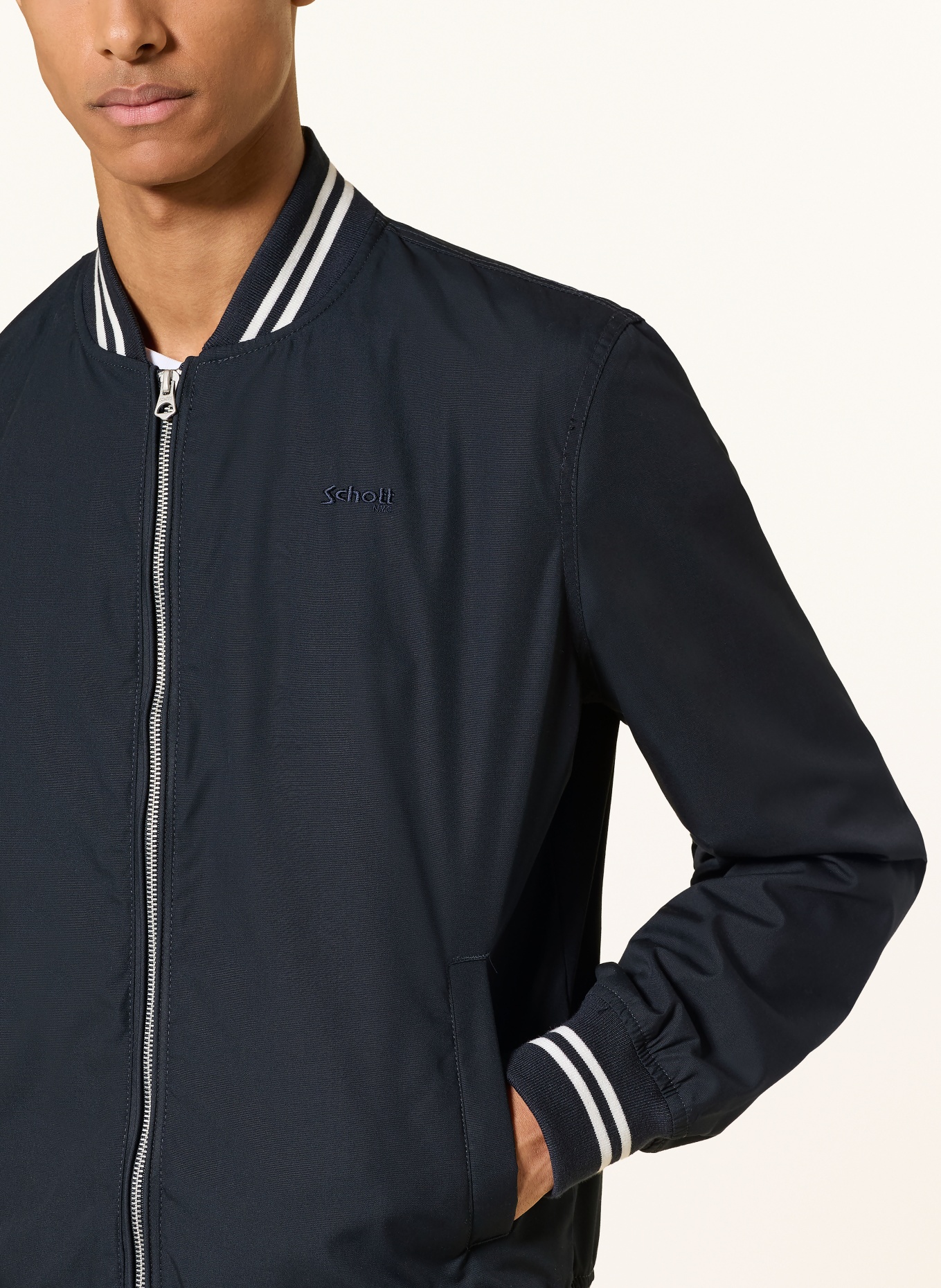 Schott NYC Bomber jacket: DARK BLUE / WHITE