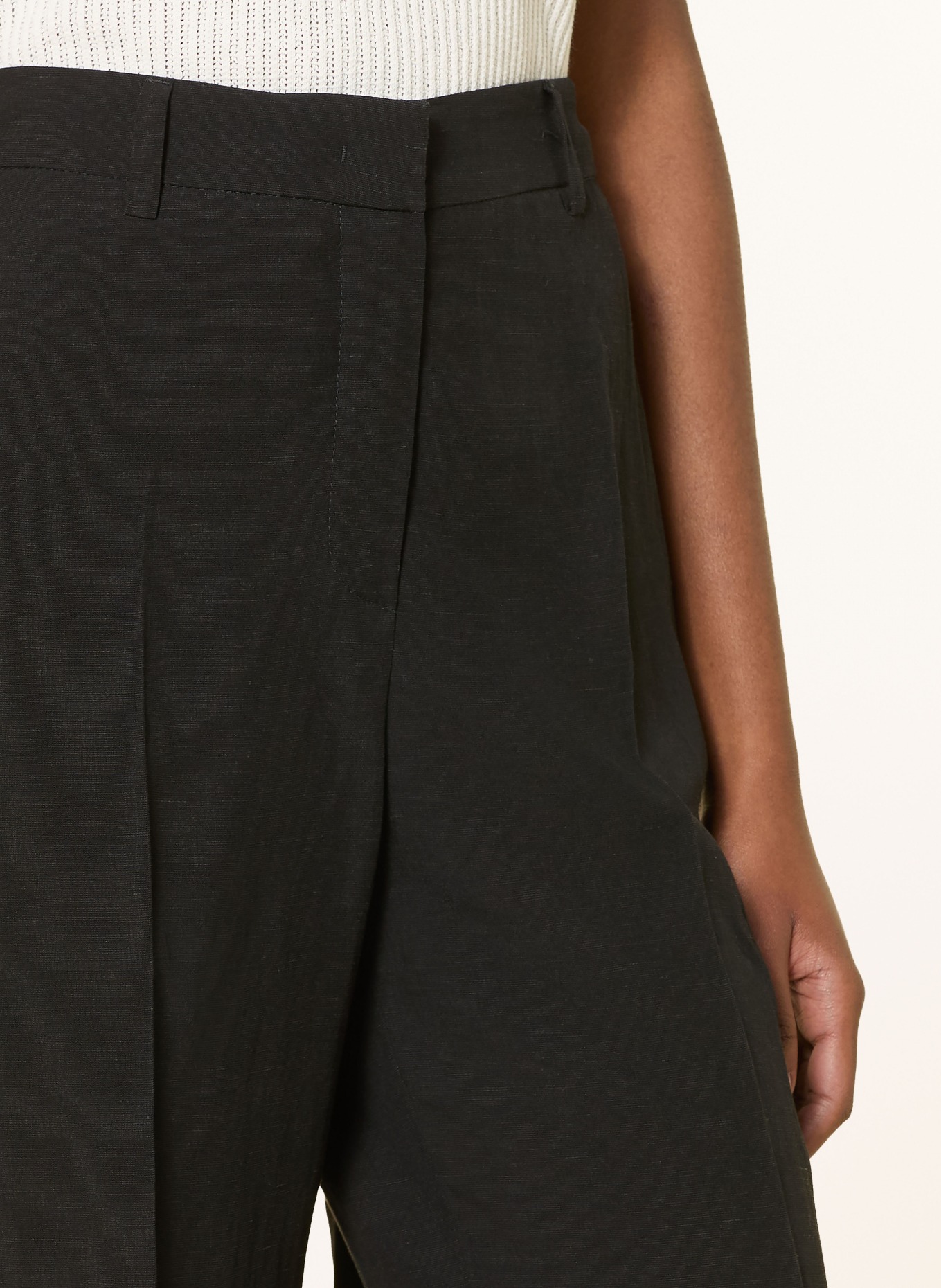 RAFFAELLO ROSSI Spodnie Marlene MILARA z lnem: CZARNY