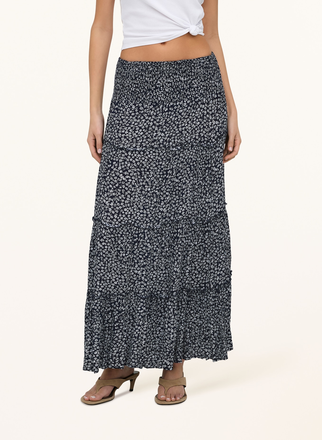 ONLY Rock mit Rüschen: DUNKELBLAU / WEISS