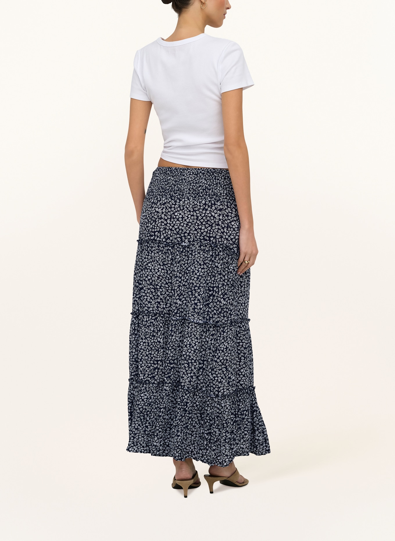 ONLY Rock mit Rüschen: DUNKELBLAU / WEISS