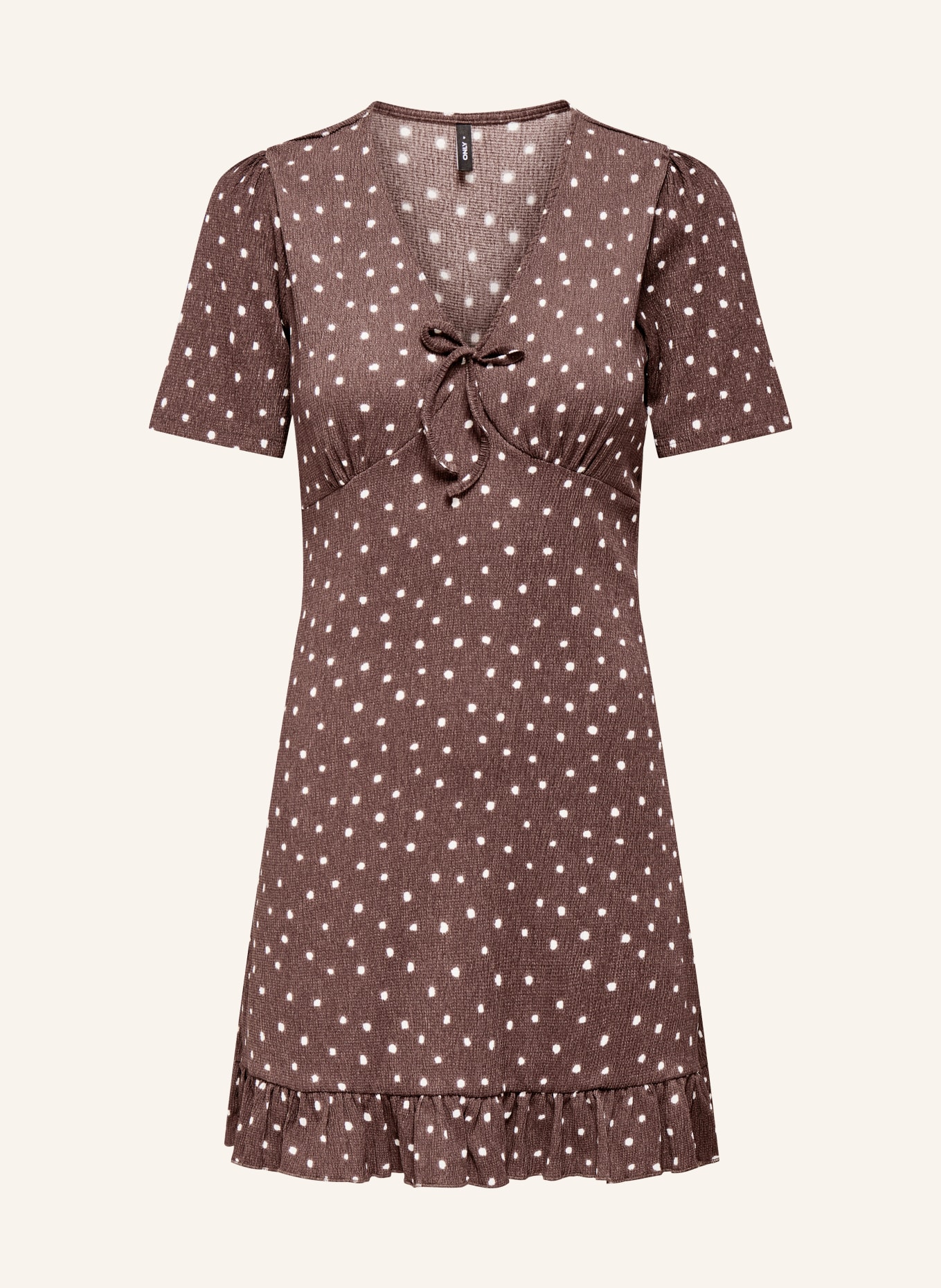 ONLY Kleid mit Rüschen: DUNKELBRAUN / WEISS