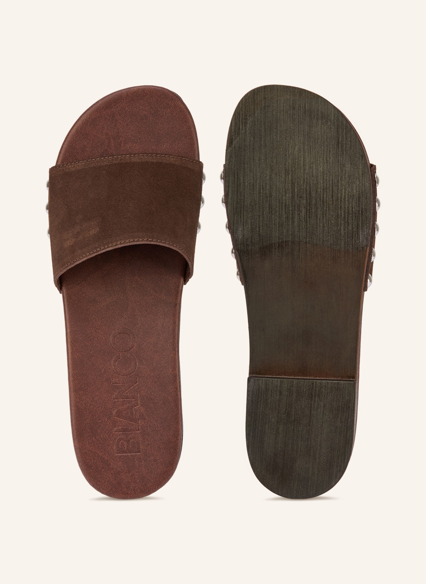 BIANCO Pantoletten mit Nieten: DUNKELBRAUN