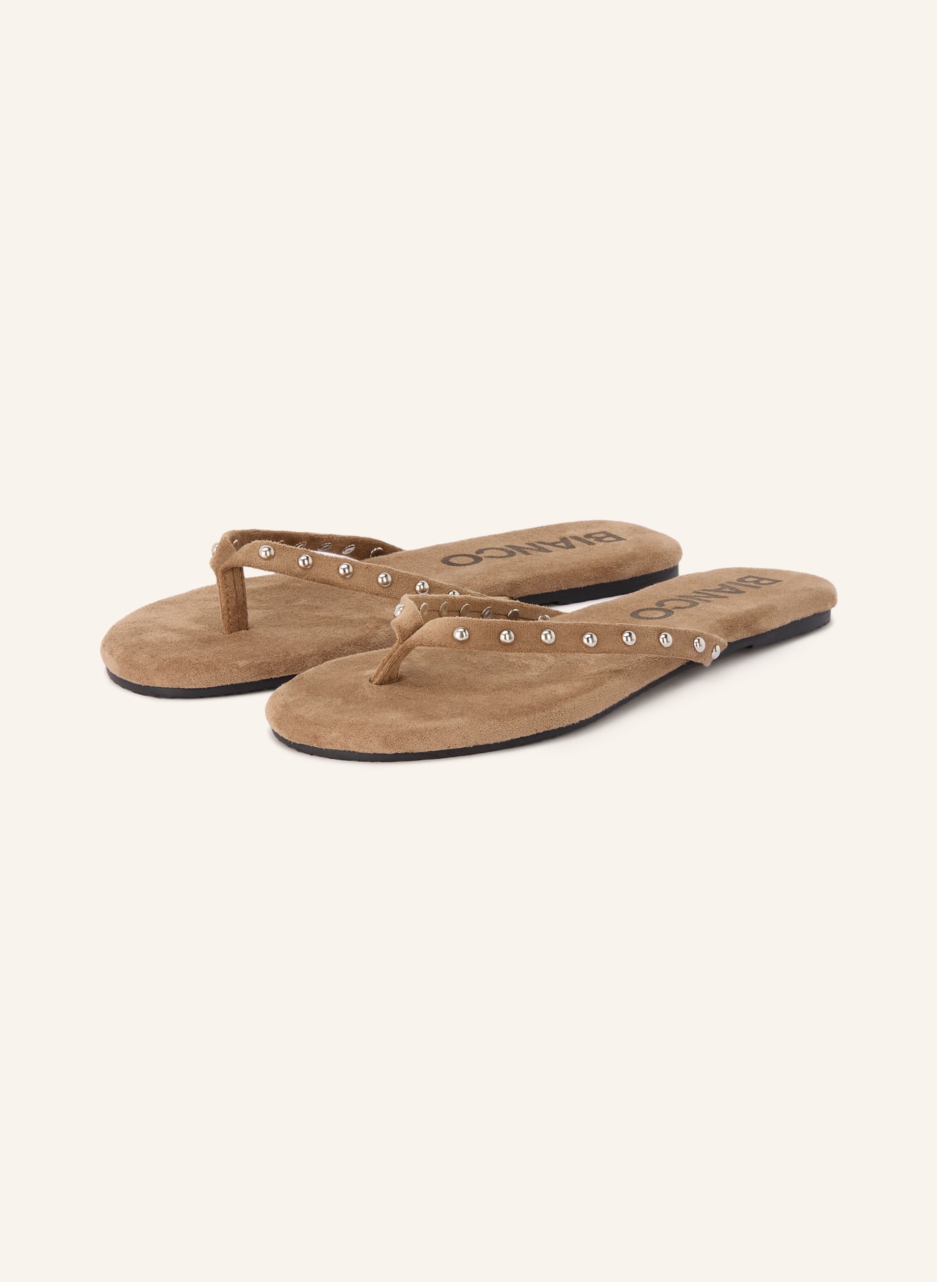 BIANCO BIAMEXICO toe-separator sandals with stud detailing: BROWN