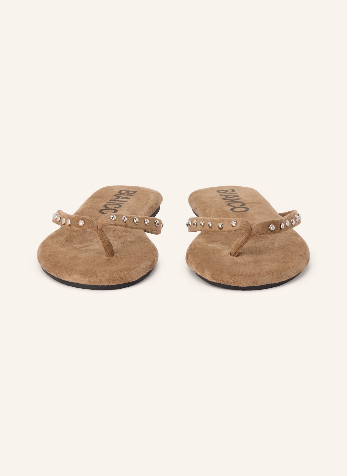 BIANCO BIAMEXICO toe-separator sandals with stud detailing: BROWN