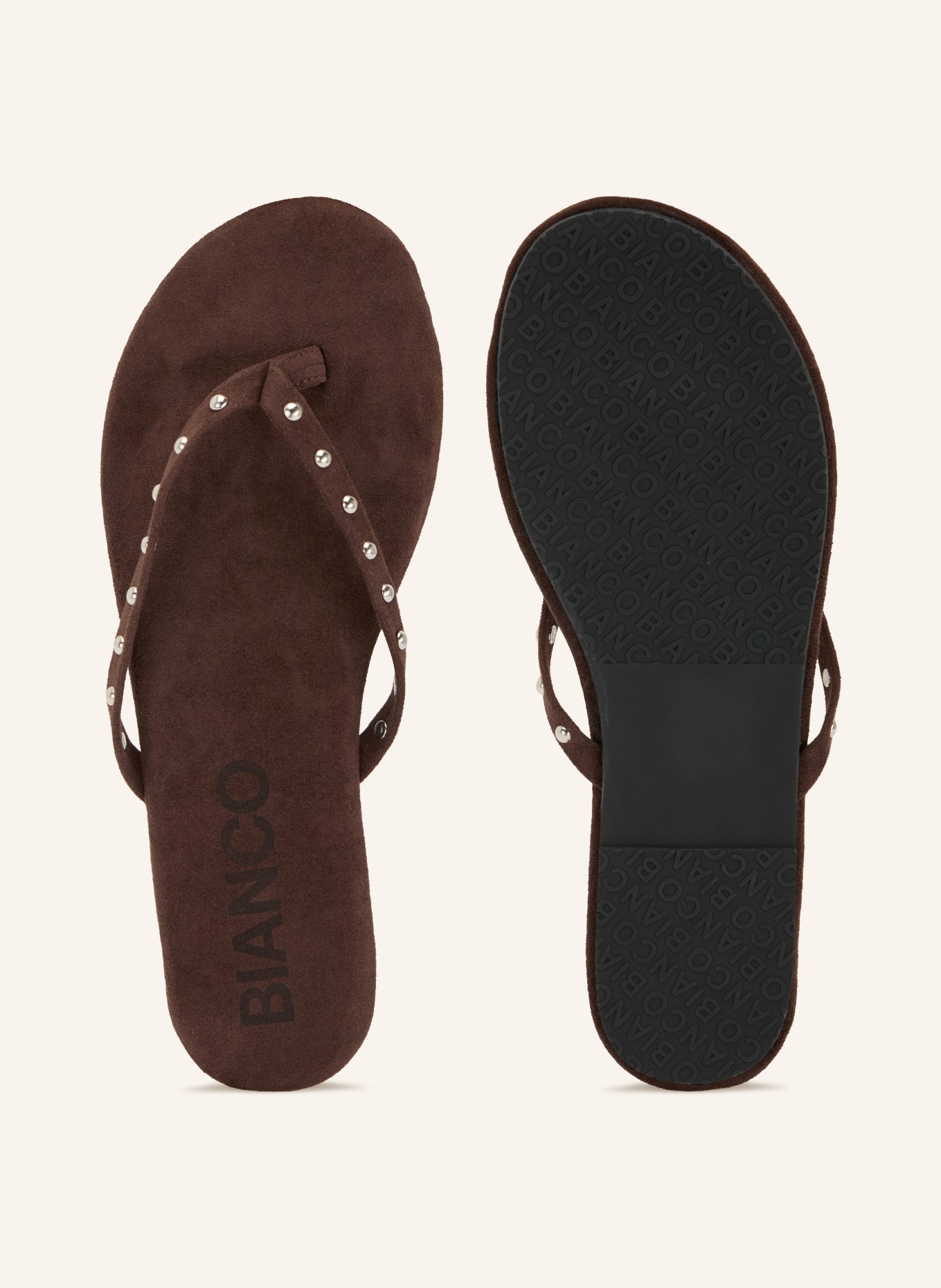 BIANCO BIAMEXICO teenslippers met studs: BRUIN