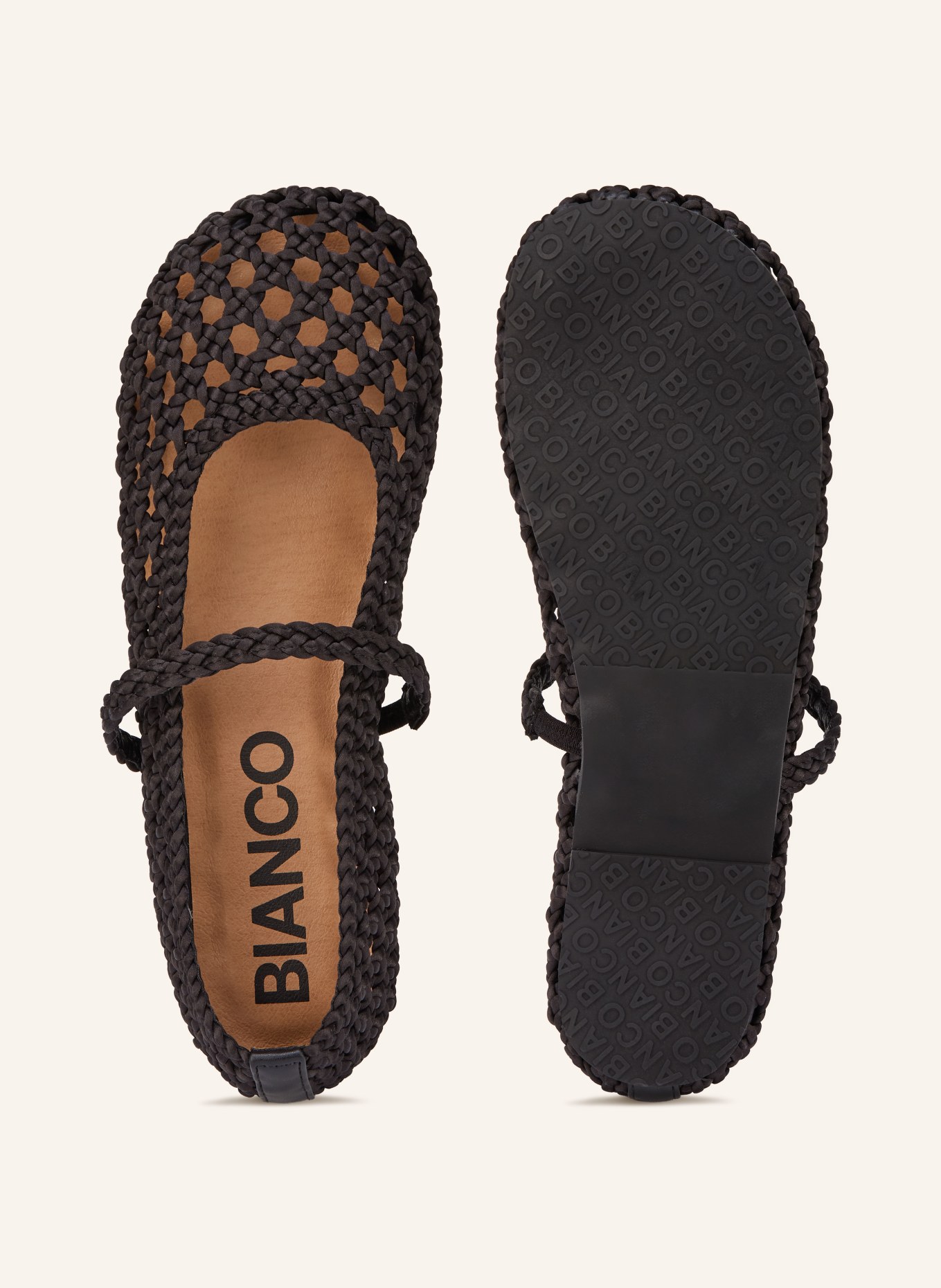 BIANCO Baleríny typu Mary Jane: ČERNÁ