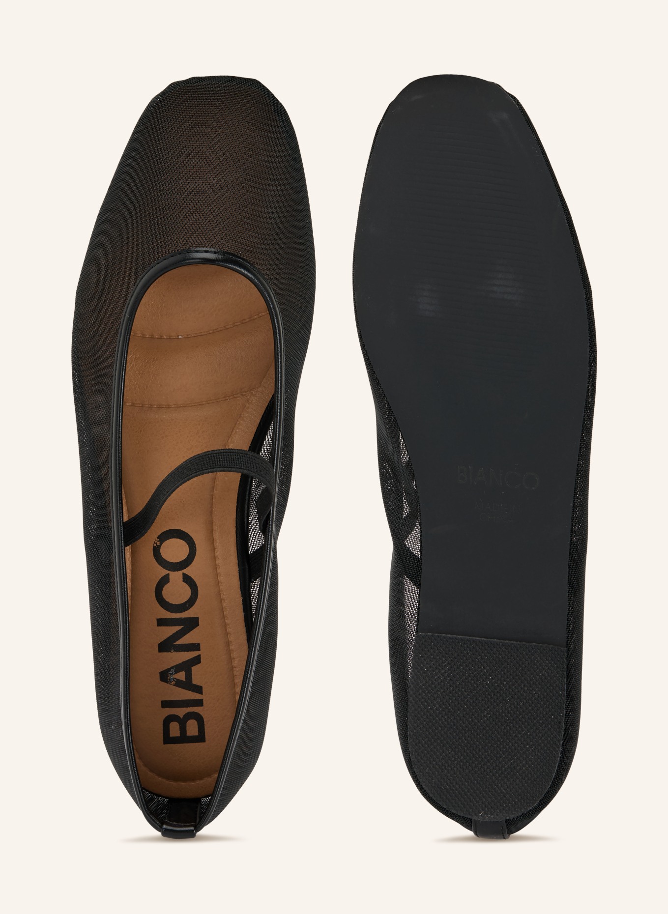 BIANCO Mary Jane-ballerina's BIALILJA: ZWART